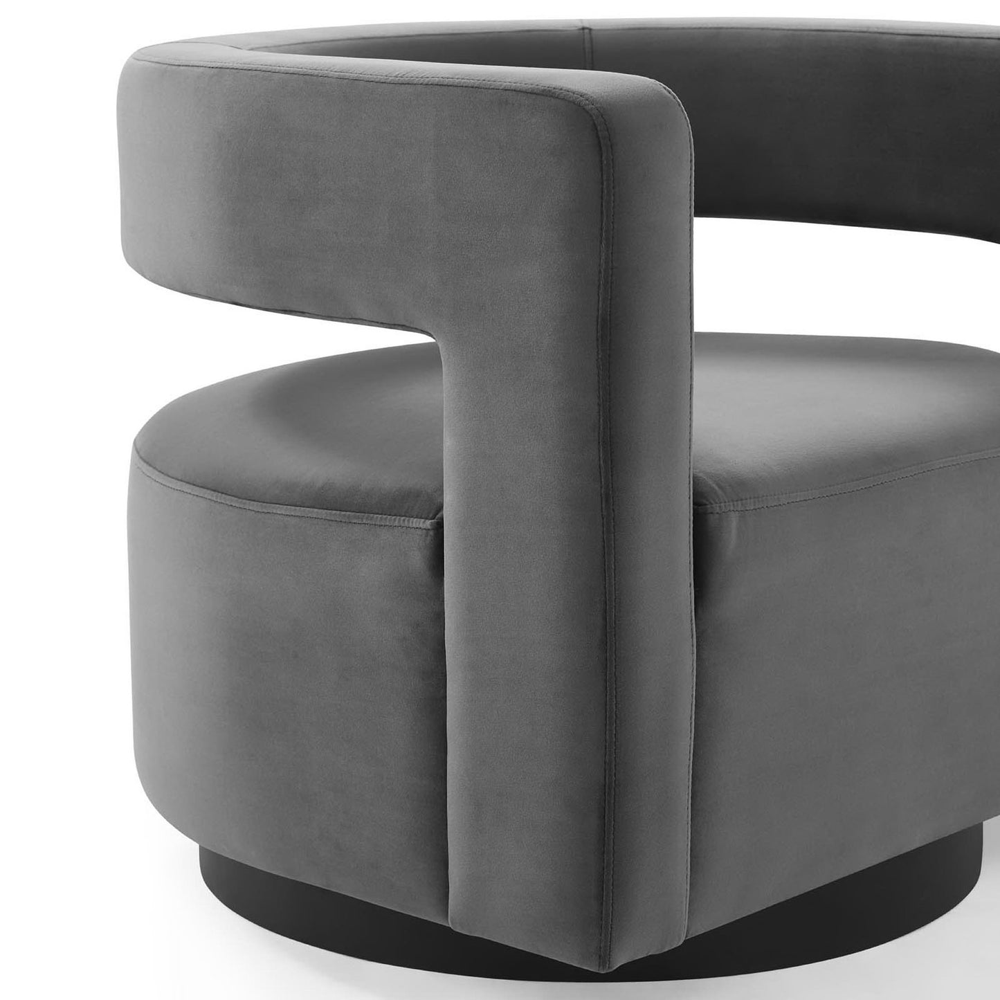 Modway - Spin Cutaway Performance Velvet Swivel Armchair by Modway Living Room Sofas and Armchairs Gray - EEI-3947-GRY