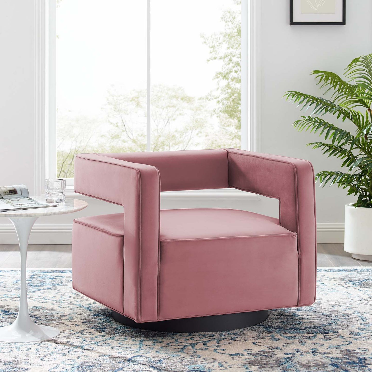 Modway Outlet Booth Performance Velvet Performance Velvet Swivel Armchair by Modway Living Room Furniture Dusty Rose - EEI-3948-DUS