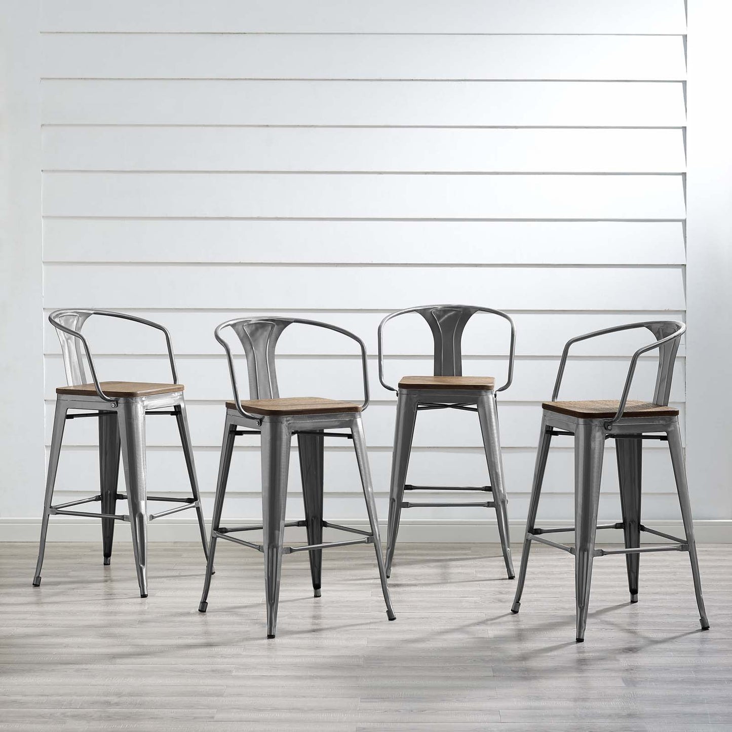 Modway Outlet Promenade Bar Stool Set of 4 by Modway Bar and Dining Furniture Gunmetal - EEI-3955-GME