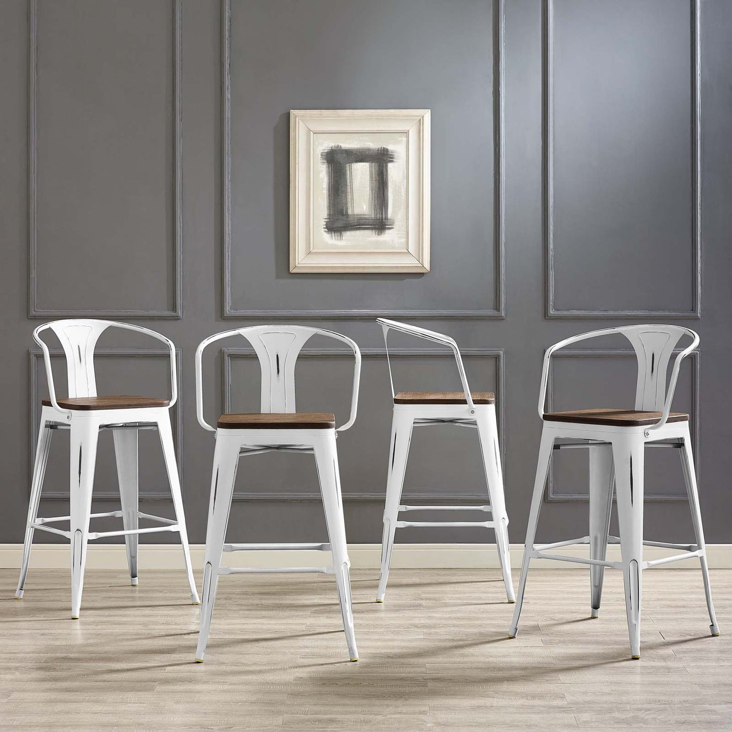 Modway Outlet Promenade Bar Stool Set of 4 by Modway Bar and Dining Furniture White - EEI-3955-WHI
