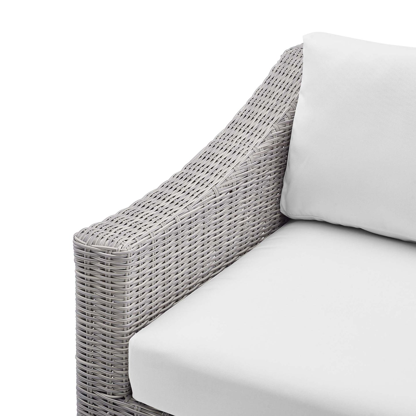 Modway Outlet Conway Sunbrella? Outdoor Patio Wicker Rattan Left-Arm Chair by Modway Outdoor Furniture Furniture Light Gray White - EEI-3975-LGR-WHI