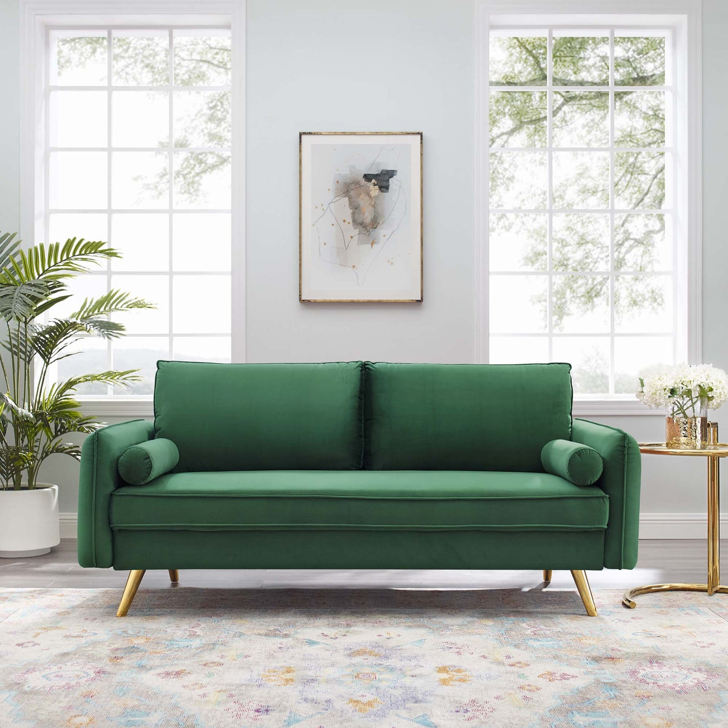Modway Outlet Revive Performance Velvet Sofa by Modway Living Room Furniture Emerald - EEI-3988-EME