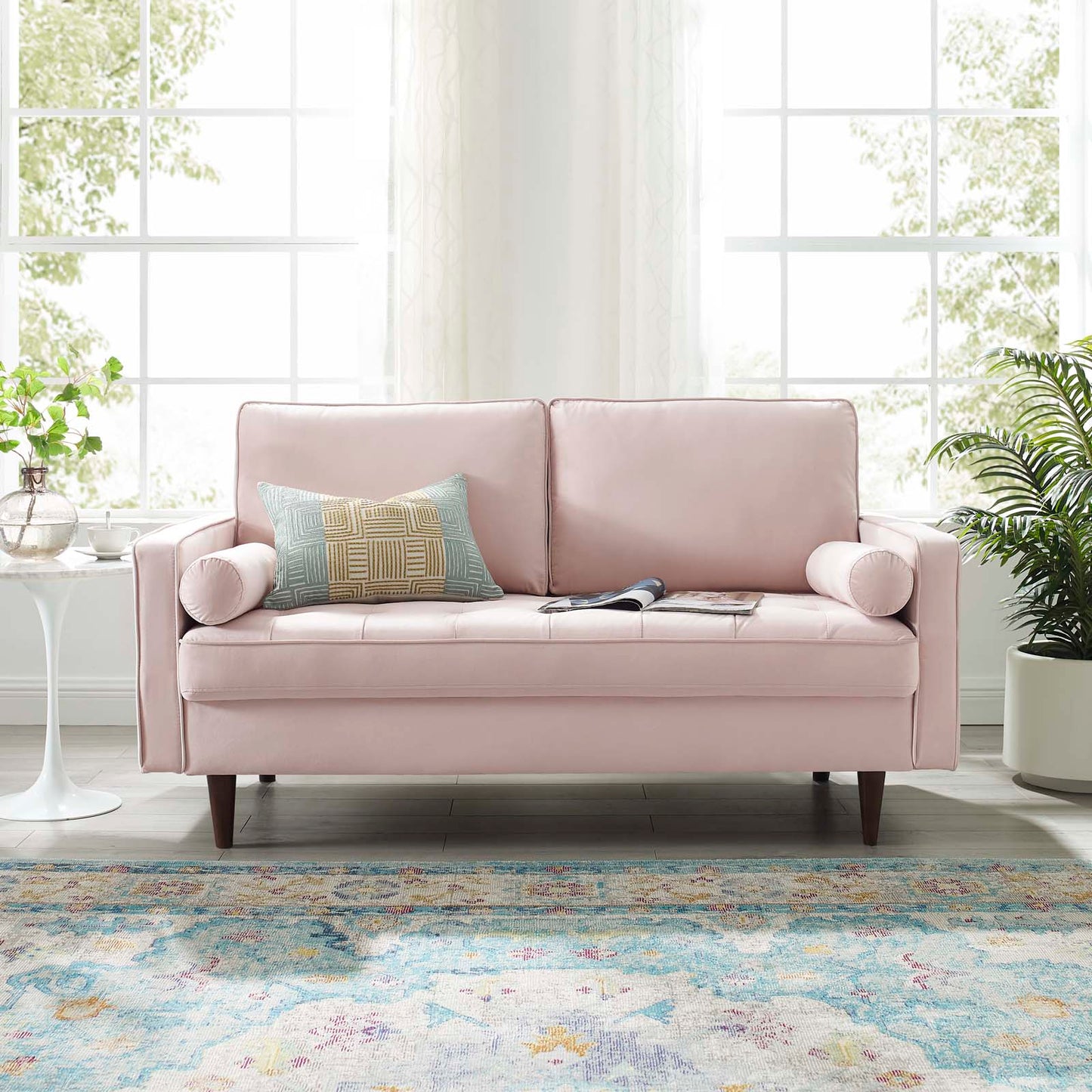 Modway Outlet Valour Performance Velvet Loveseat by Modway Living Room Furniture Pink - EEI-4004-PNK