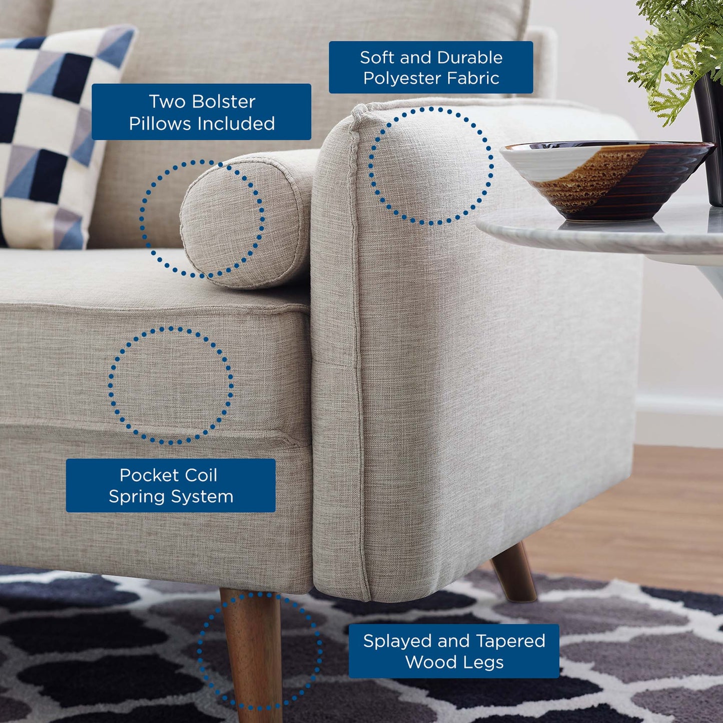 Modway - Revive Upholstered Fabric Sofa and Loveseat Set by Modway Living Room Sofas and Armchairs Oatmeal - EEI-4047-BEI-SET