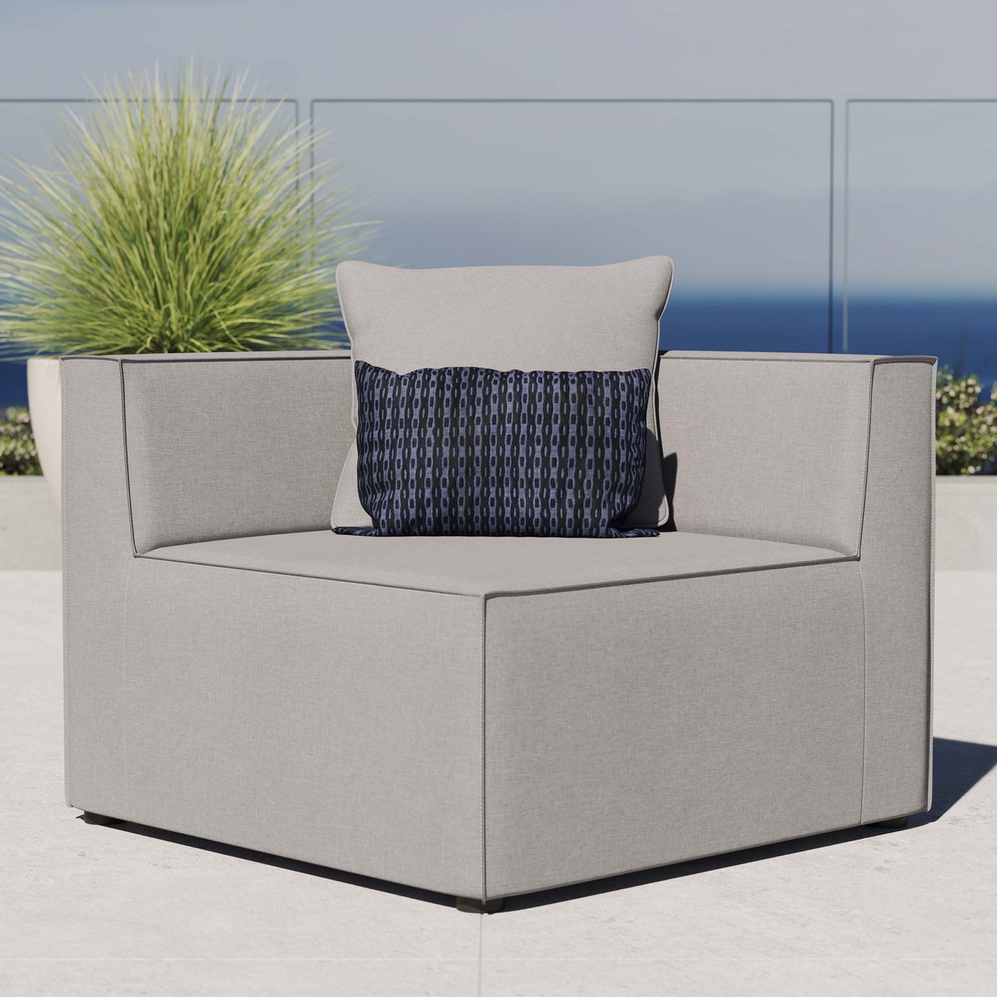 Modway - Saybrook Outdoor Patio Upholstered Sectional Sofa Corner Chair by Modway Outdoor Furniture Sofa Sectionals Gray - EEI-4210-GRY