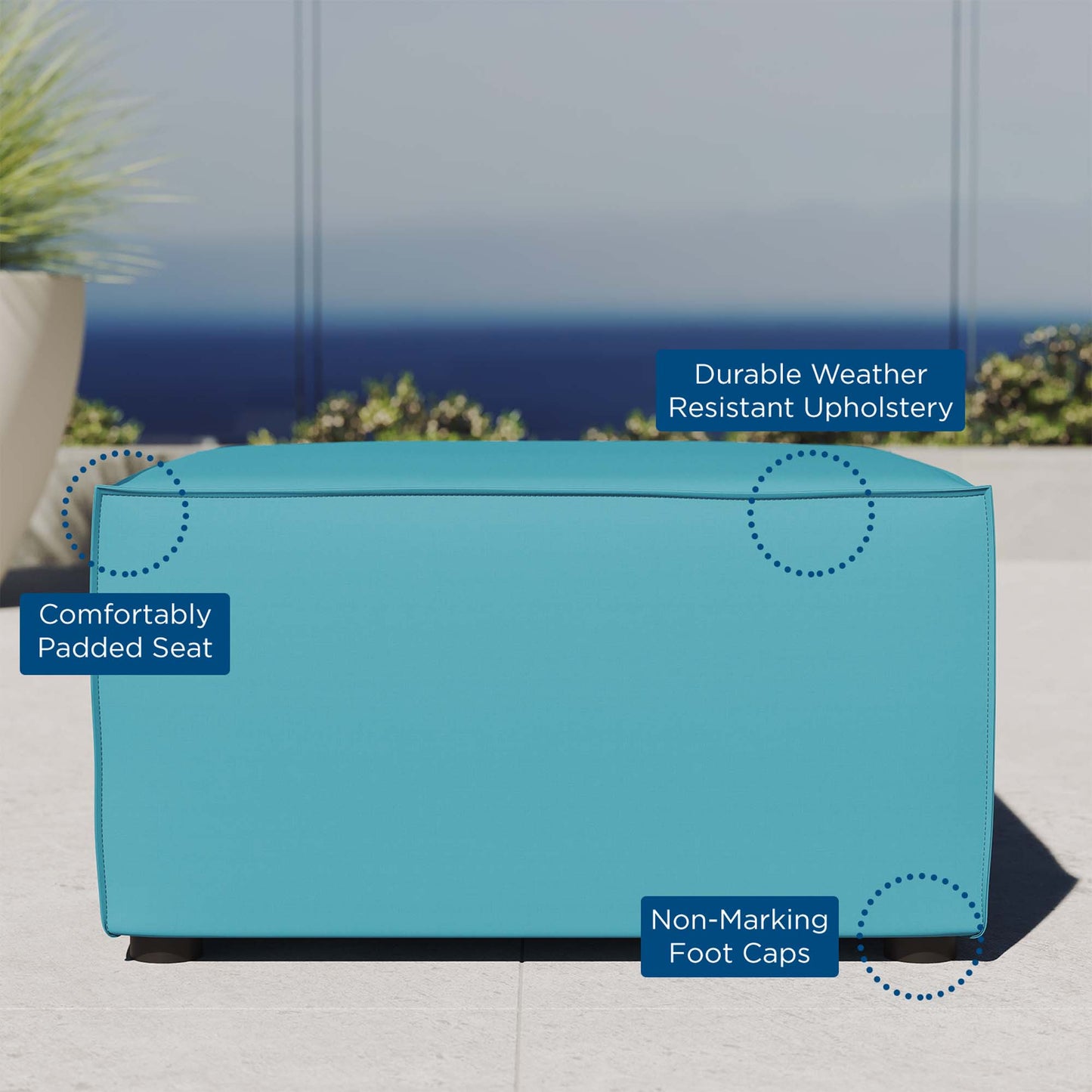 Modway Outlet Saybrook Outdoor Patio Upholstered Sectional Sofa Ottoman by Modway Outdoor Furniture Furniture Turquoise - EEI-4211-TUR