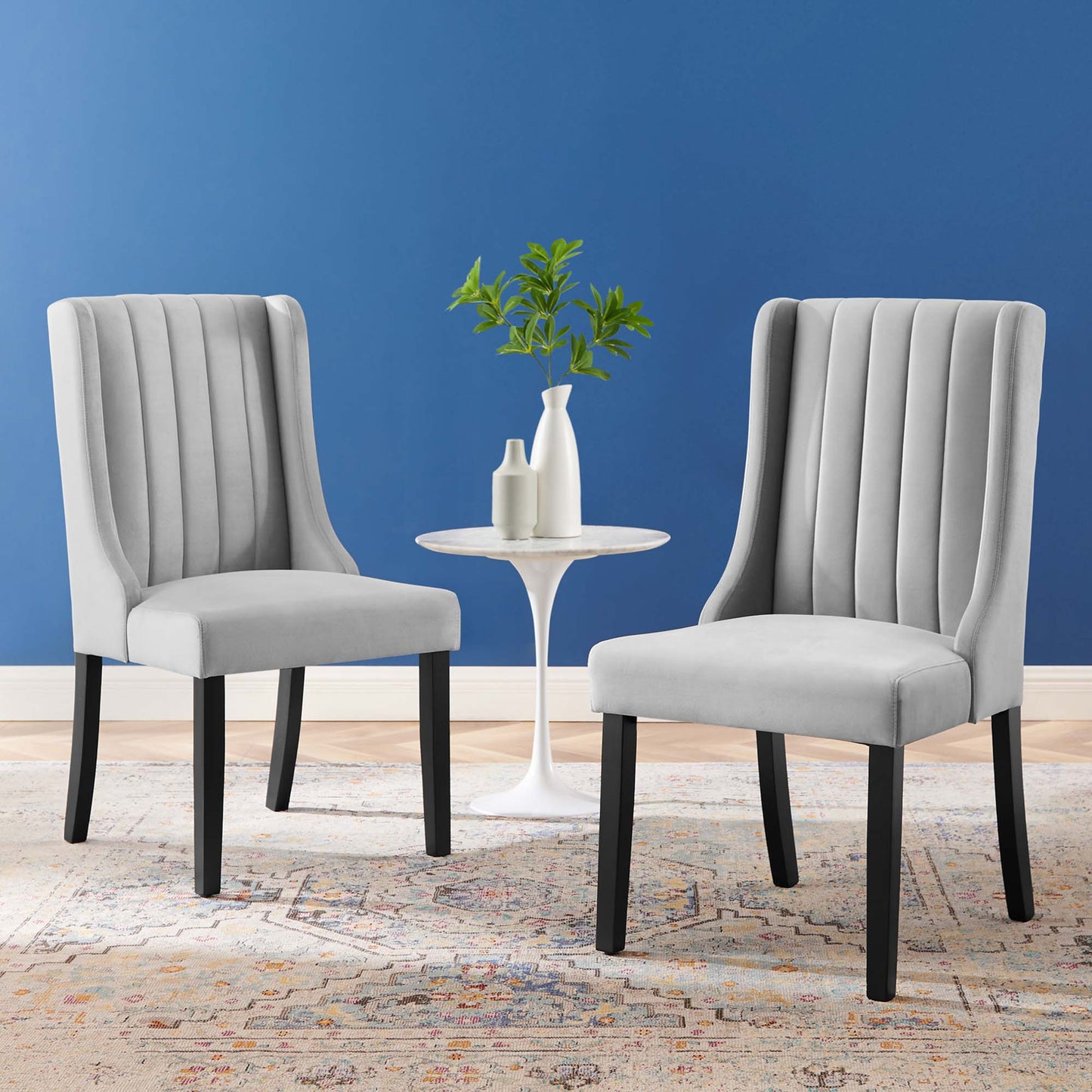 Modway Outlet Renew Parsons Performance Velvet Dining Side Chairs Set of 2 by Modway Bar and Dining Furniture Light Gray - EEI-4244-LGR