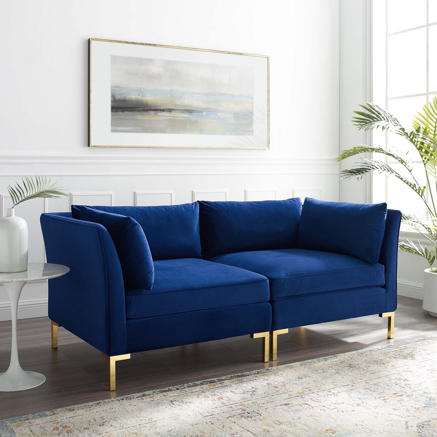 Modway Outlet Ardent Performance Velvet Loveseat by Modway Living Room Furniture Navy - EEI-4268-NAV
