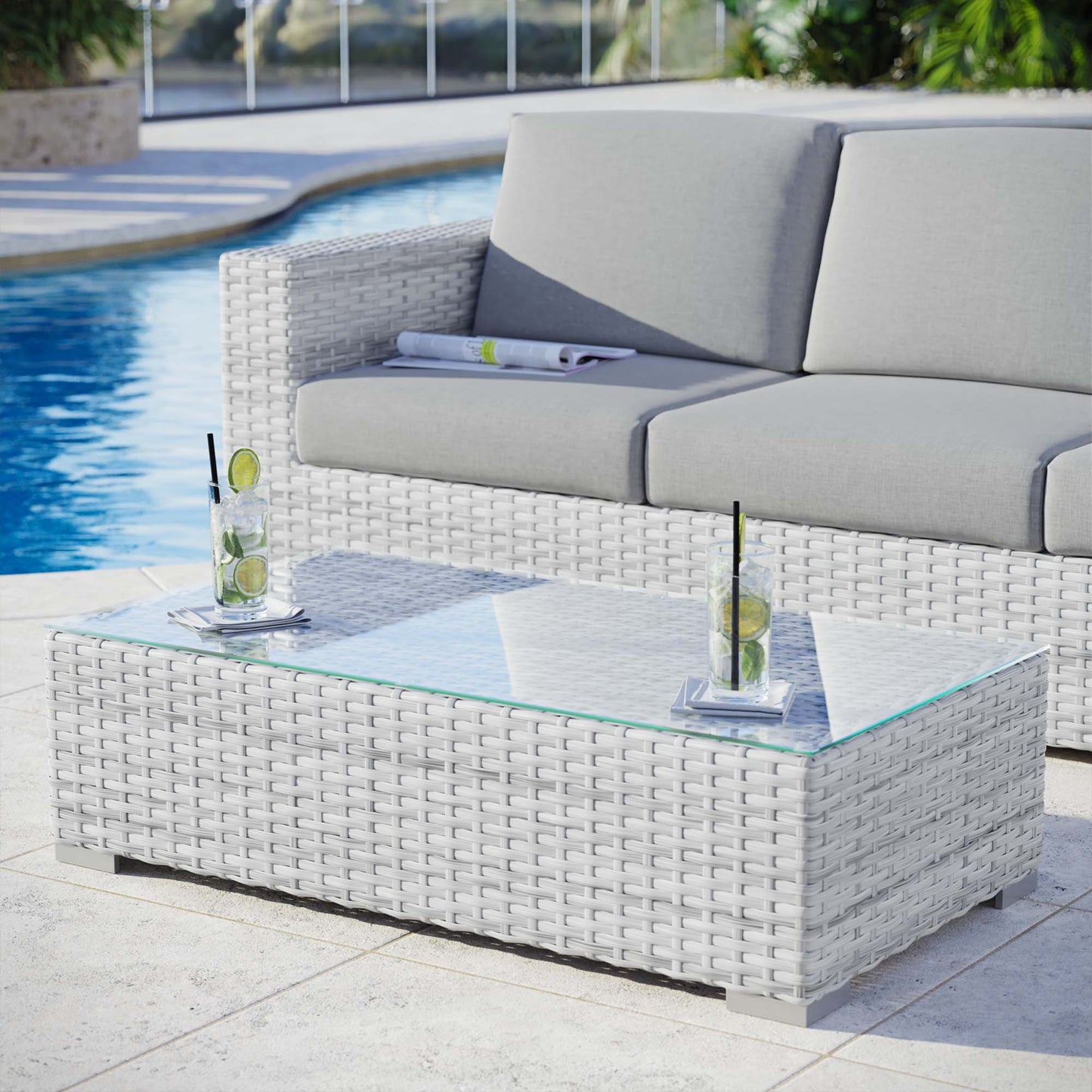 Modway - Convene Outdoor Patio Coffee Table by Modway Outdoor Furniture Bar and Dining Gray - EEI-4299-LGR