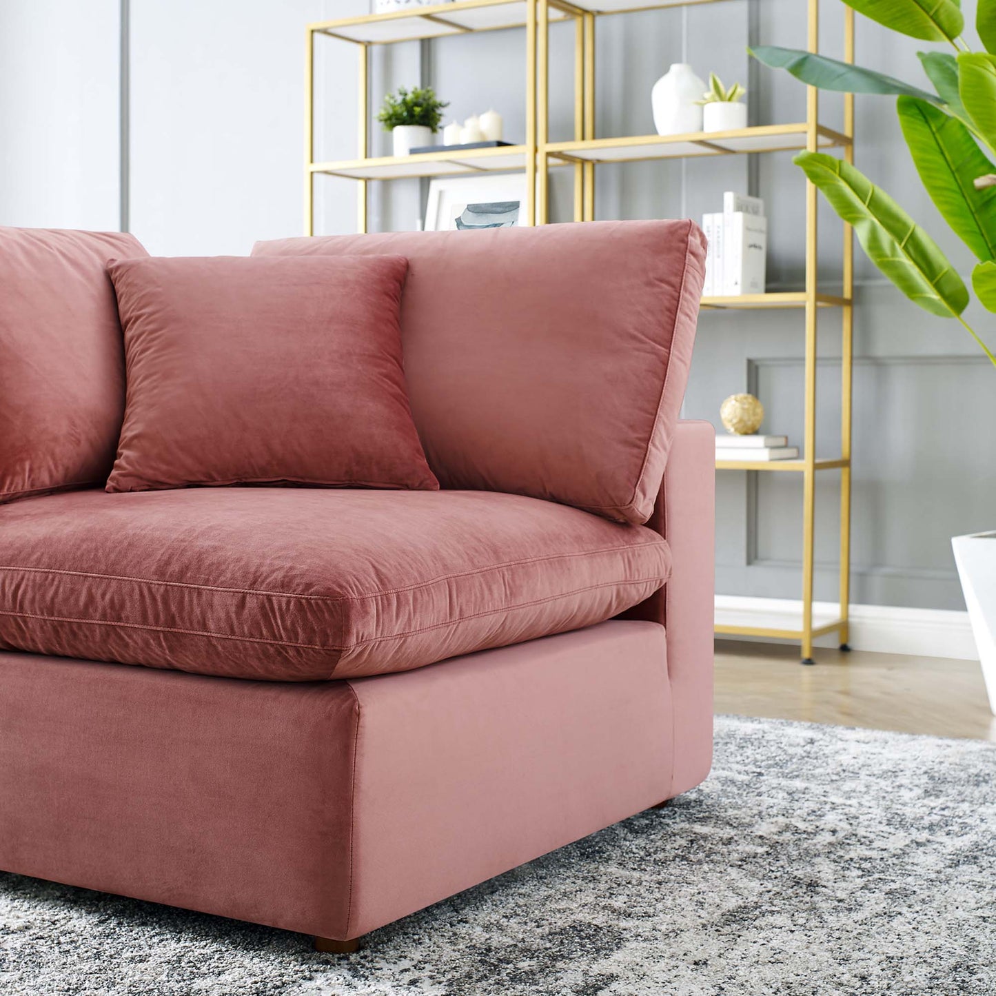 Modway Outlet Commix Down Filled Overstuffed Performance Velvet Corner Chair by Modway Living Room Furniture Dusty Rose - EEI-4366-DUS
