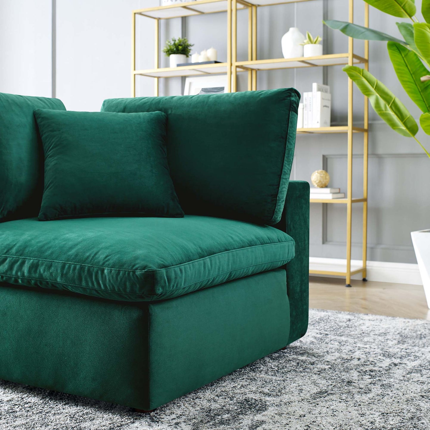Modway Outlet Commix Down Filled Overstuffed Performance Velvet Corner Chair by Modway Living Room Furniture Green - EEI-4366-GRN
