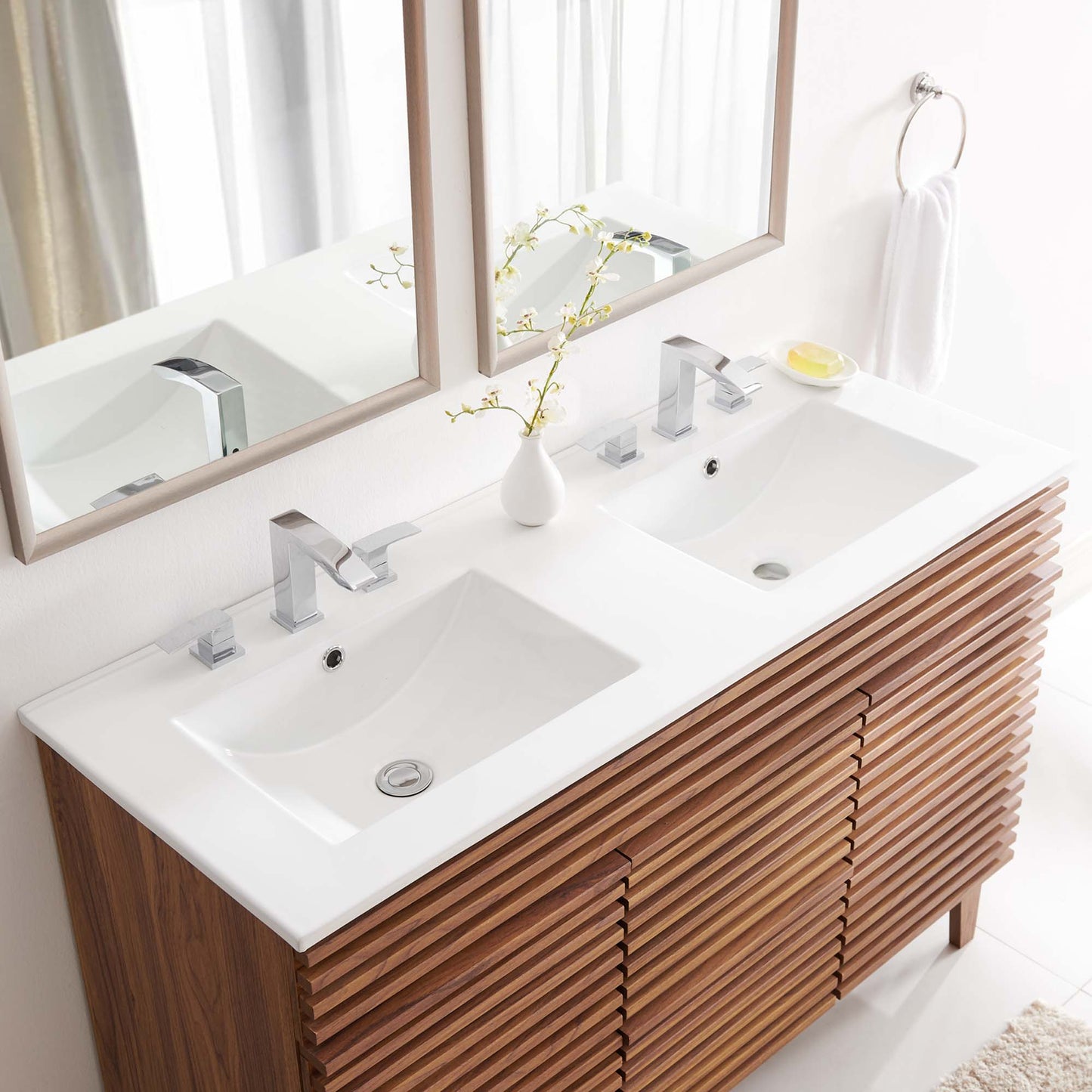 Modway - Cayman 48" Double Basin Bathroom Sink by Modway Bathroom Vanities White - EEI-4376-WHI