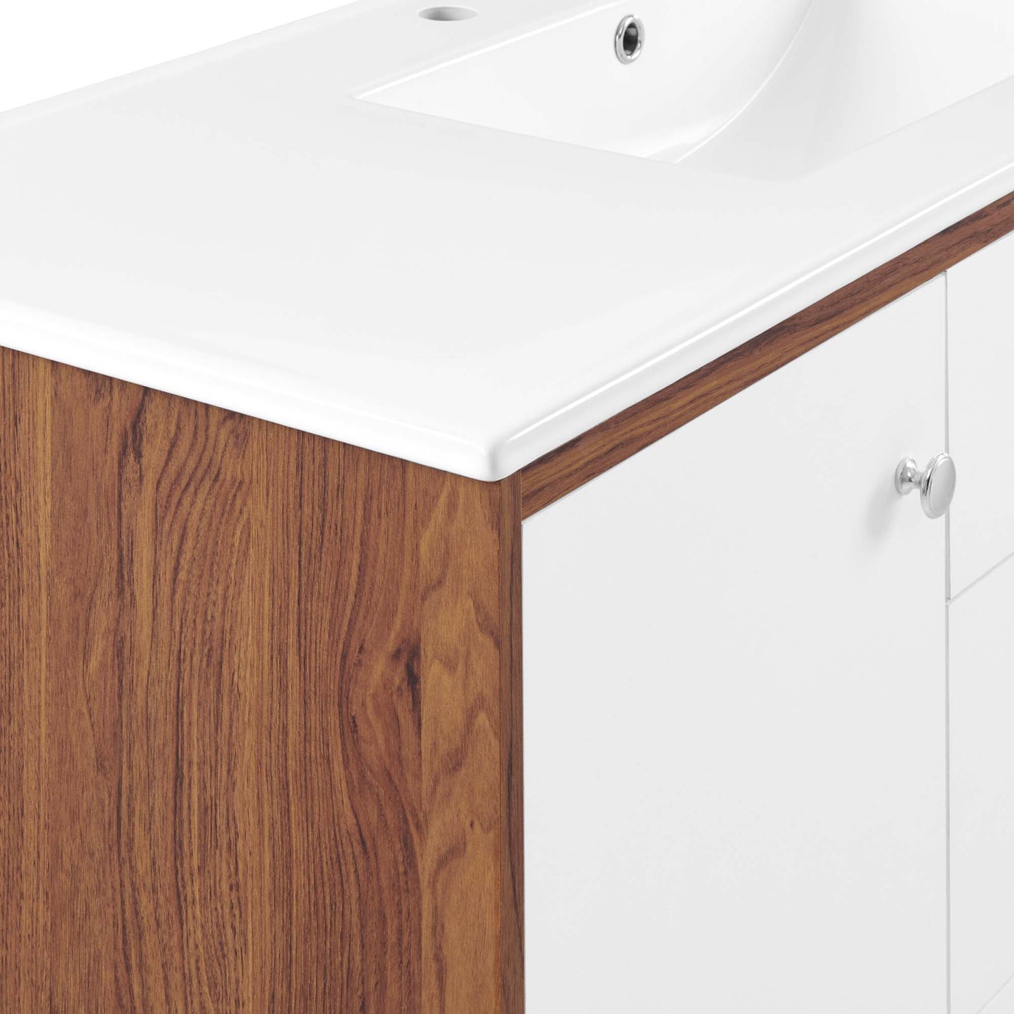 Modway Outlet Transmit 48" Single Sink Bathroom Vanity by Modway Bathroom Furniture Walnut White - EEI-4438-WAL-WHI