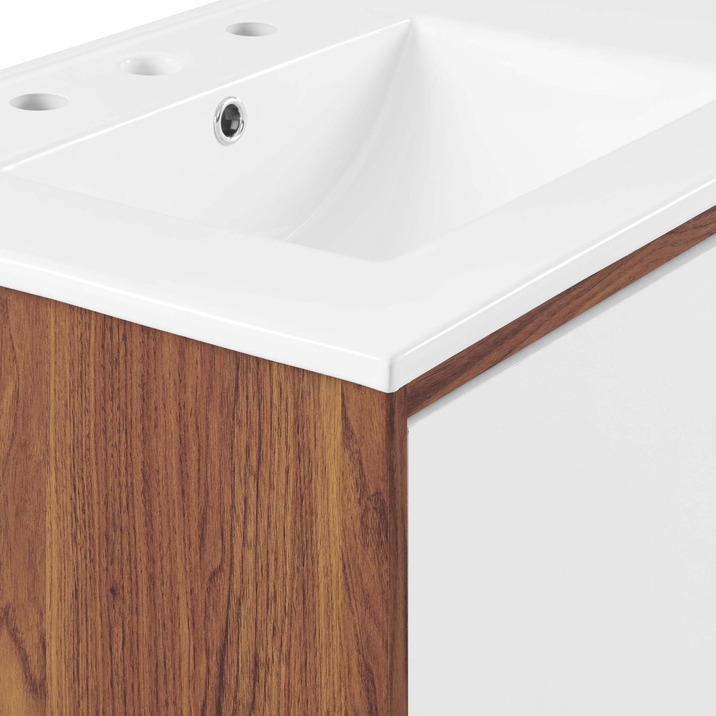 Modway Outlet Transmit 48" Double Sink Bathroom Vanity by Modway Bathroom Furniture Walnut White - EEI-4440-WAL-WHI