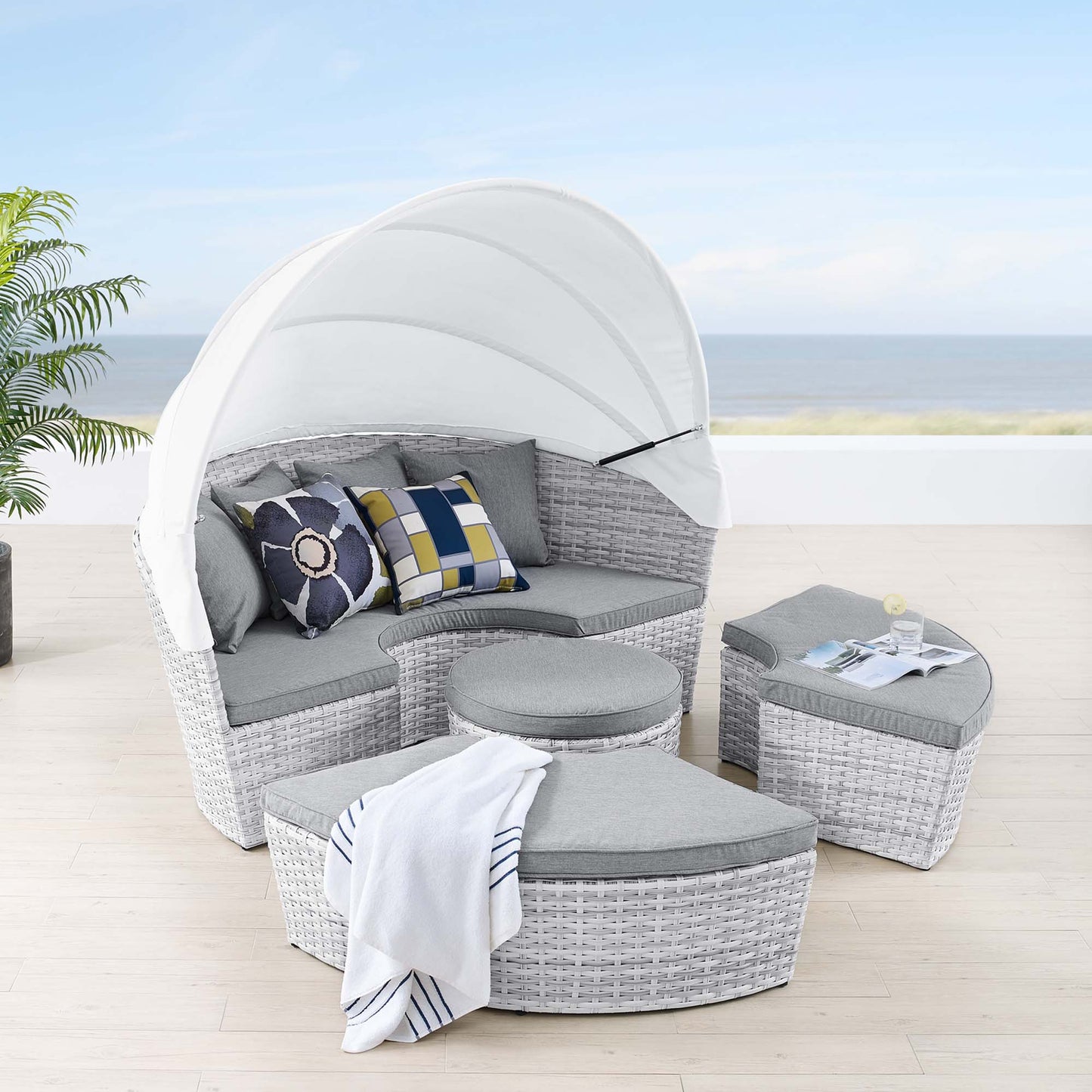 Modway - Scottsdale Canopy Outdoor Patio Daybed by Modway Outdoor Furniture Sofa Sectionals Gray - EEI-4442-LGR-GRY