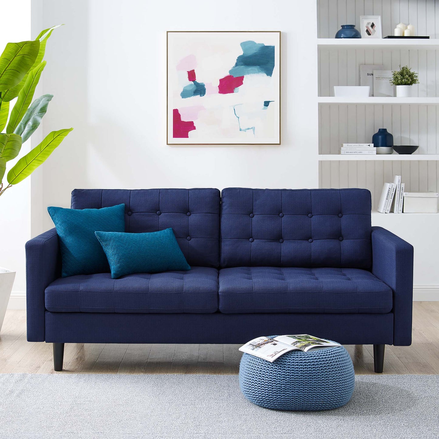 Modway Outlet Exalt Tufted Fabric Sofa by Modway Living Room Furniture Royal Blue - EEI-4445-ROY
