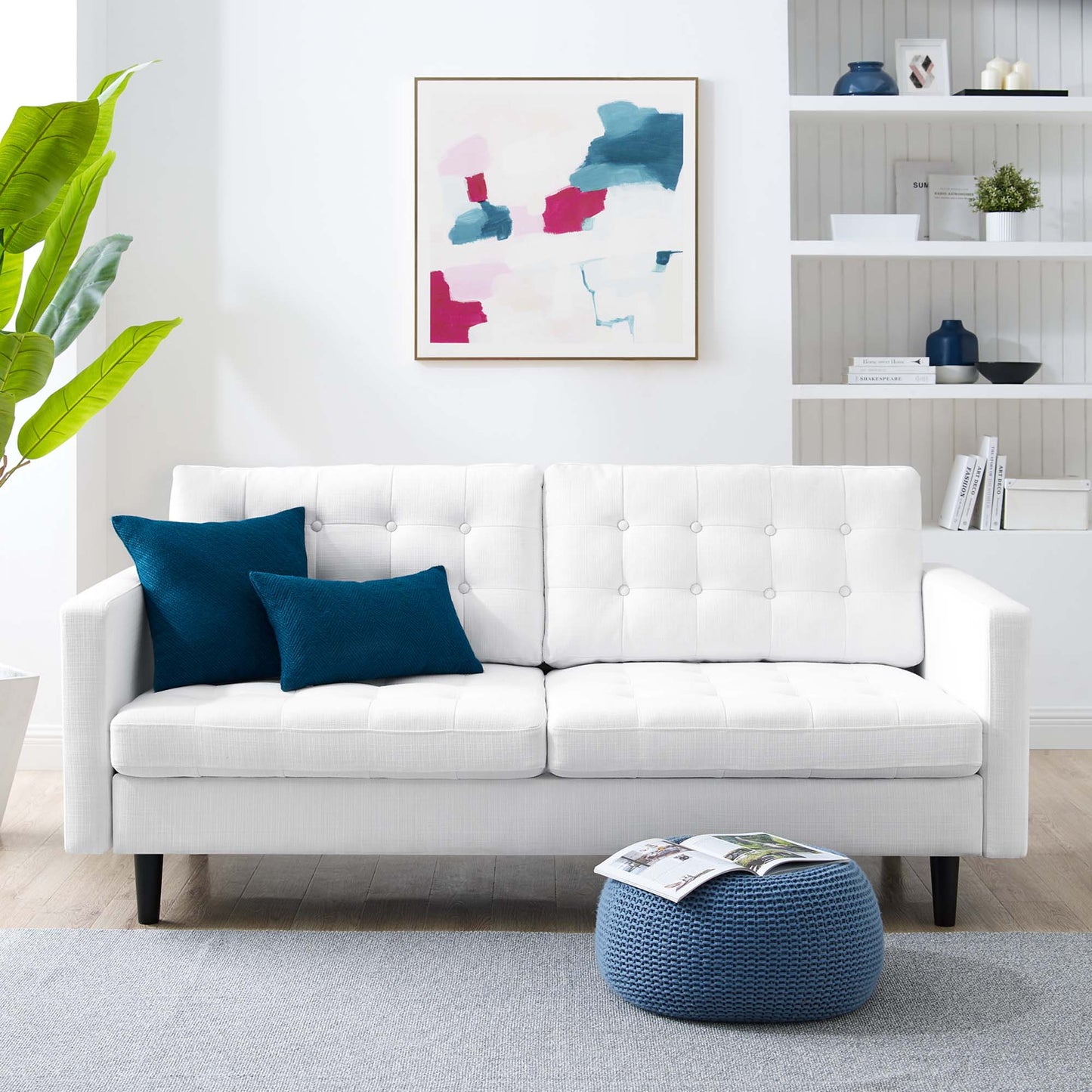 Modway Outlet Exalt Tufted Fabric Sofa by Modway Living Room Furniture White - EEI-4445-WHI