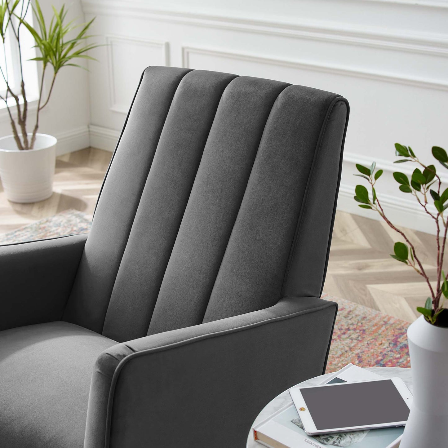 Modway Outlet Sway Performance Velvet Rocking Chair by Modway Living Room Furniture Gray - EEI-4456-GRY