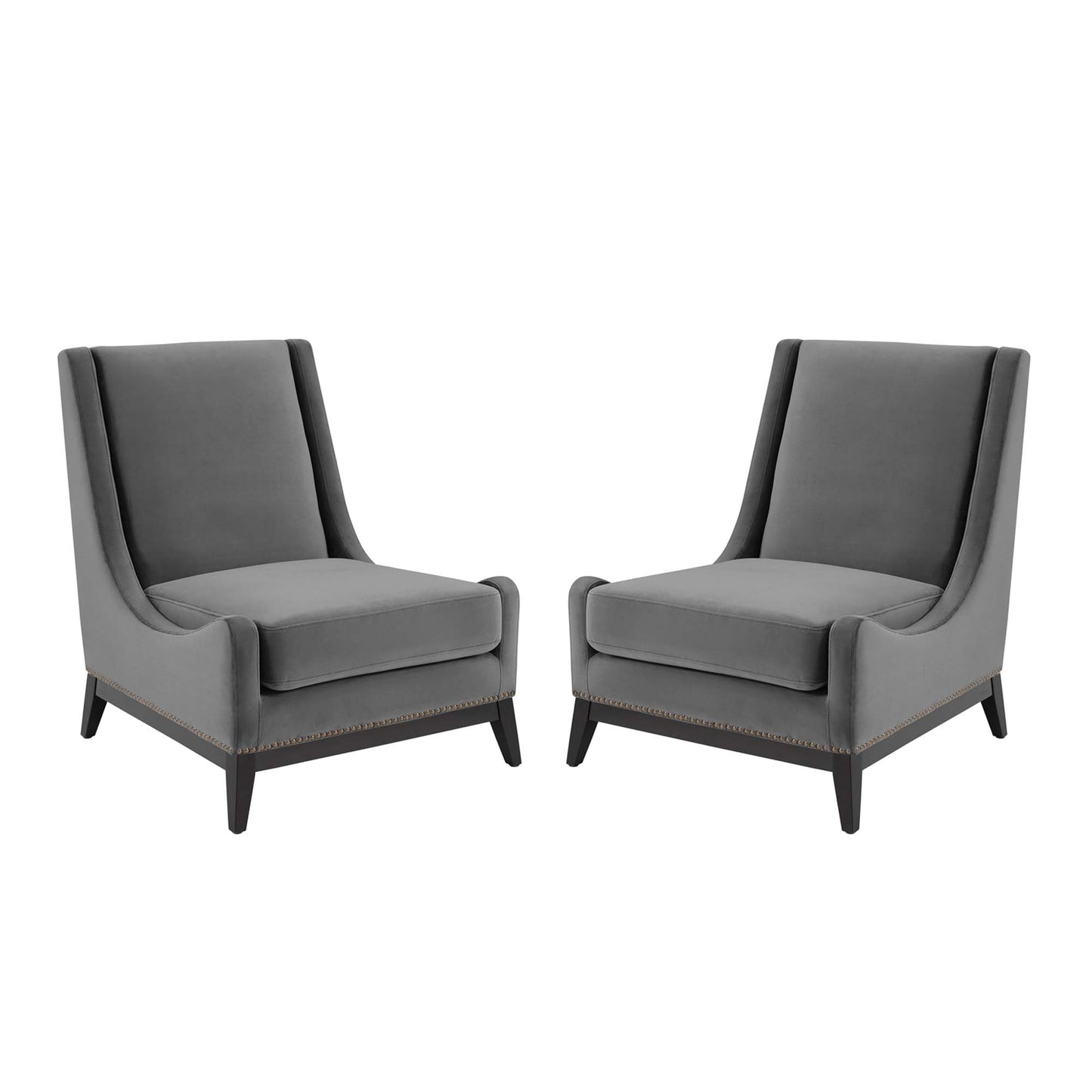 Modway Outlet Confident Upholstered Performance Velvet Lounge Chair Set of 2 by Modway Living Room Furniture Gray - EEI-4487-GRY