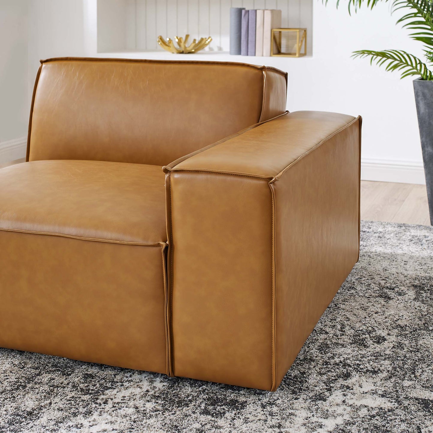 Modway - Restore Right-Arm Vegan Leather Sectional Sofa Chair by Modway Living Room Sofas and Armchairs Brown - EEI-4493-TAN