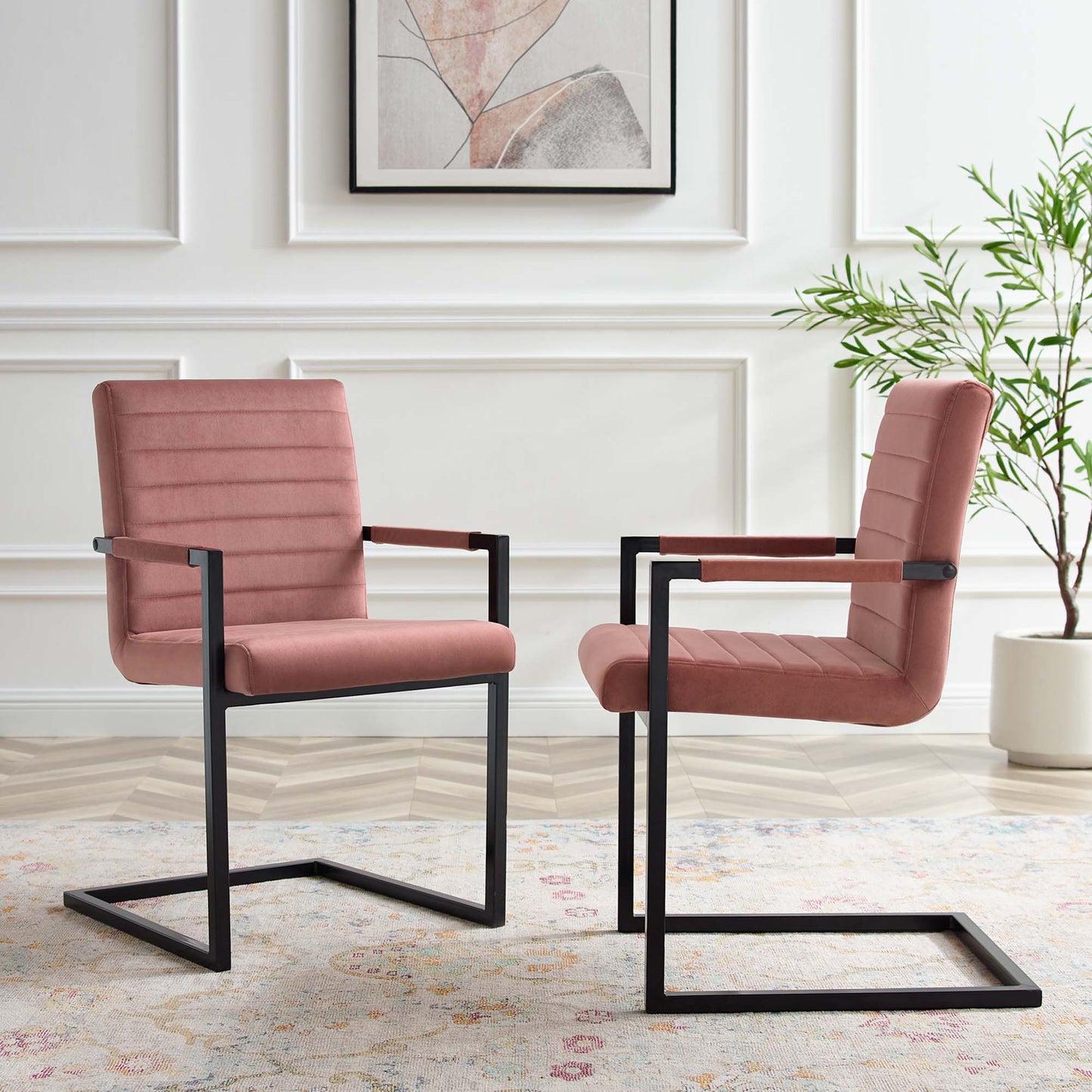 Modway Outlet Savoy Performance Velvet Dining Chairs Set of 2 by Modway Bar and Dining Furniture Dusty Rose - EEI-4523-DUS