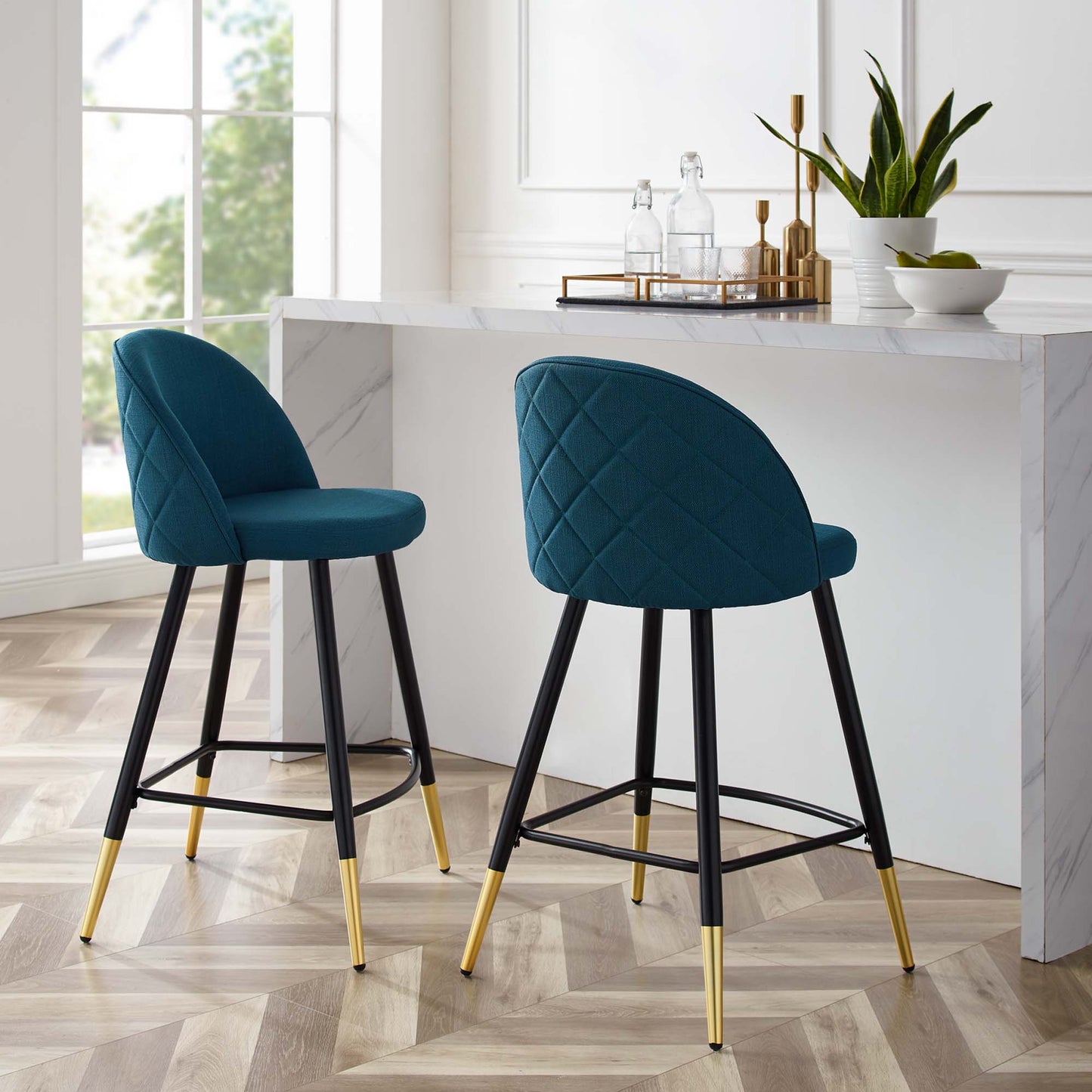 Modway Outlet Cordial Fabric Counter Stools Set of 2 by Modway Bar and Dining Furniture Azure - EEI-4528-AZU