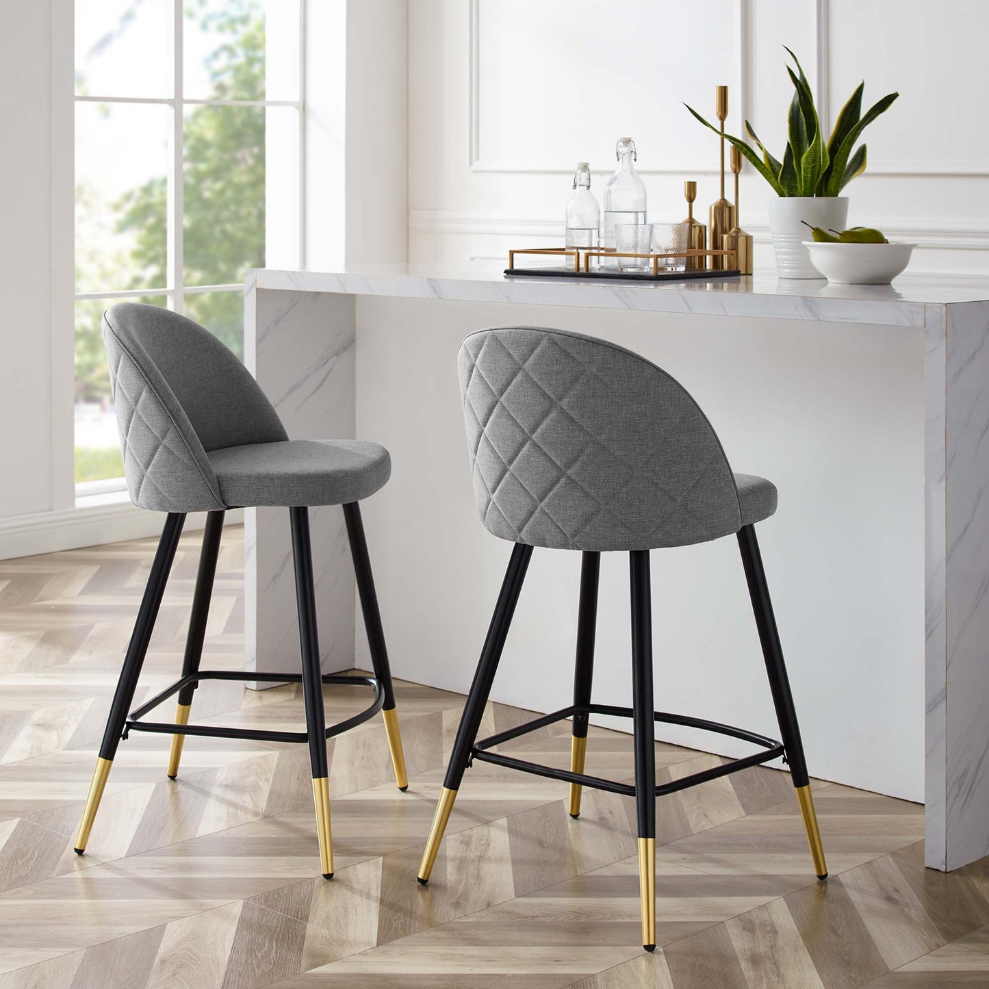 Modway Outlet Cordial Fabric Counter Stools Set of 2 by Modway Bar and Dining Furniture Light Gray - EEI-4528-LGR