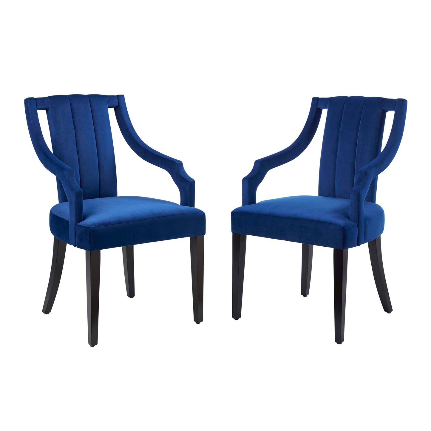 Modway Outlet Virtue Performance Velvet Dining Chairs Set of 2 by Modway Bar and Dining Furniture Navy - EEI-4554-NAV