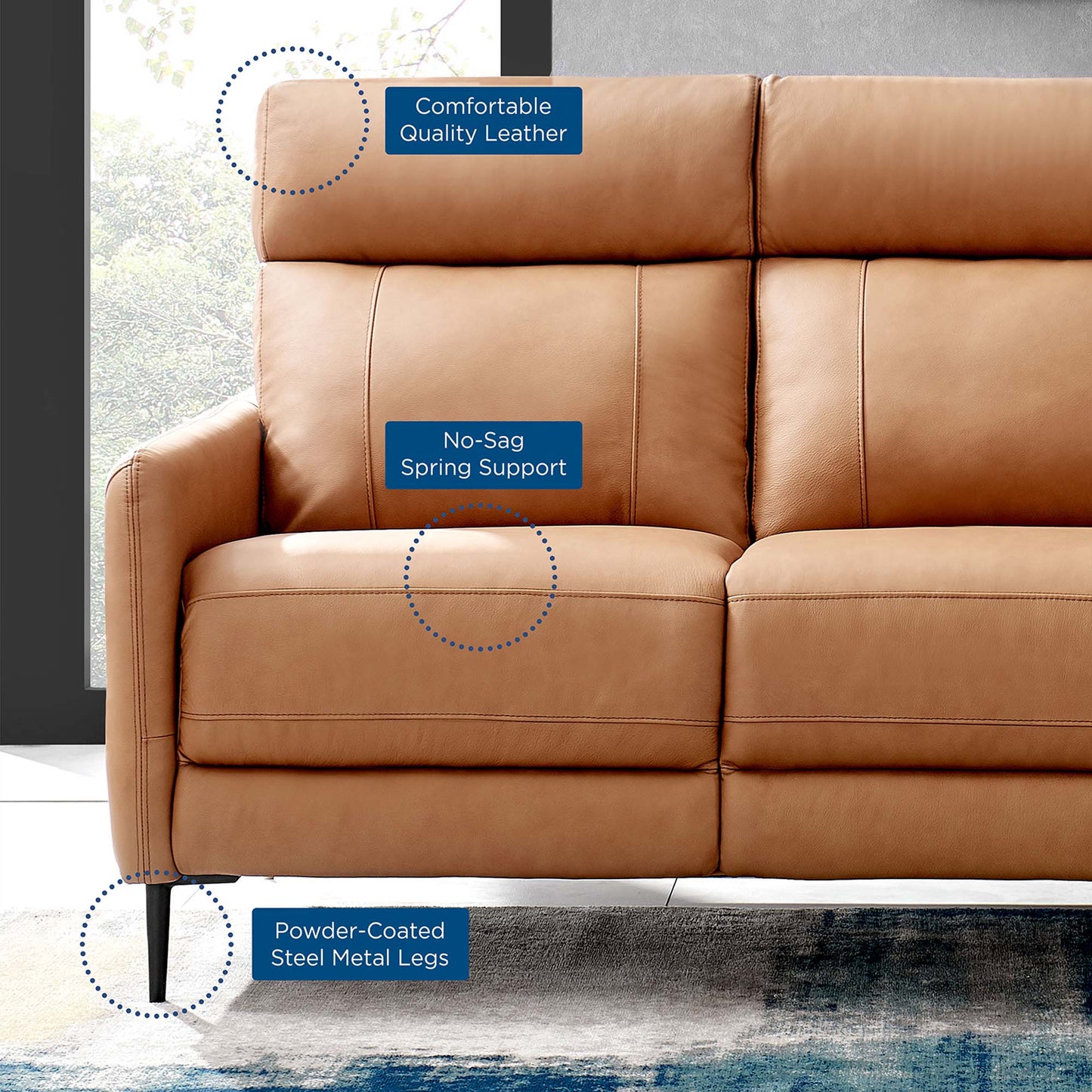 Modway Outlet Huxley Leather Sofa by Modway Living Room Furniture Tan - EEI-4561-TAN