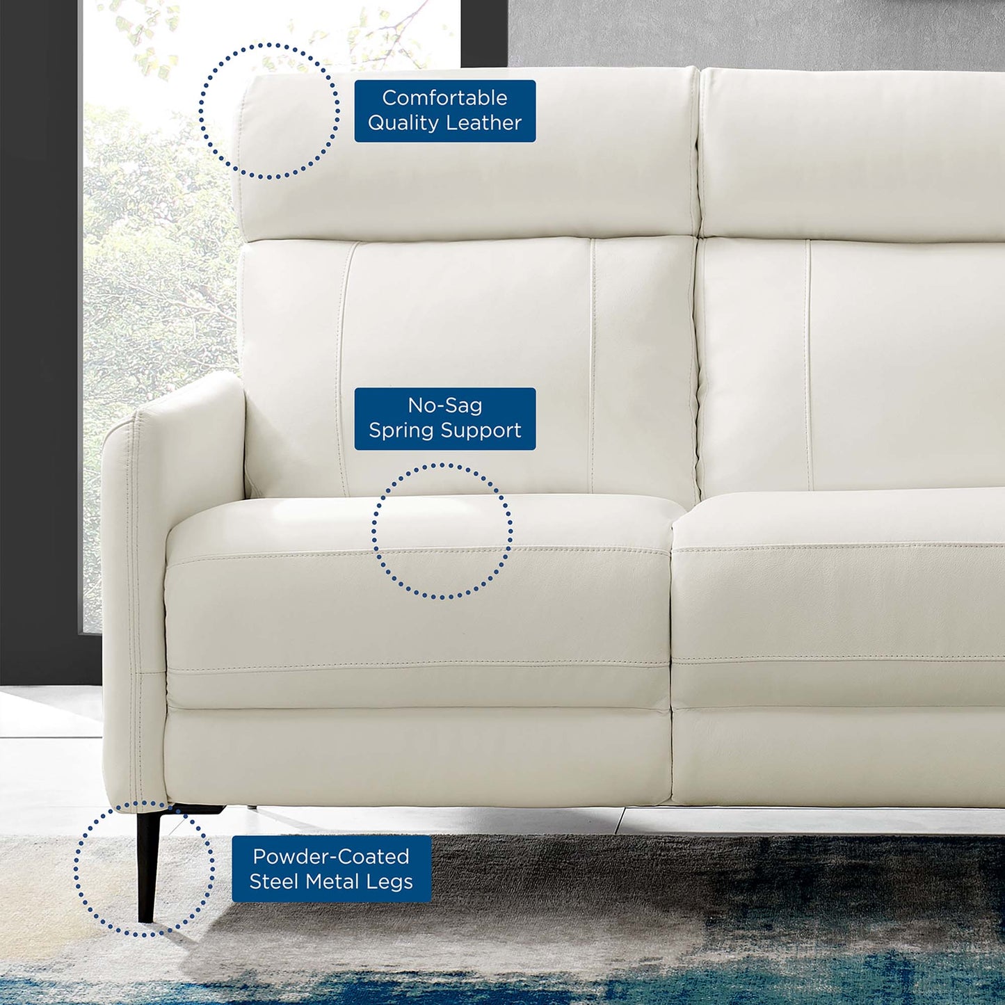Modway Outlet Huxley Leather Sofa by Modway Living Room Furniture White - EEI-4561-WHI