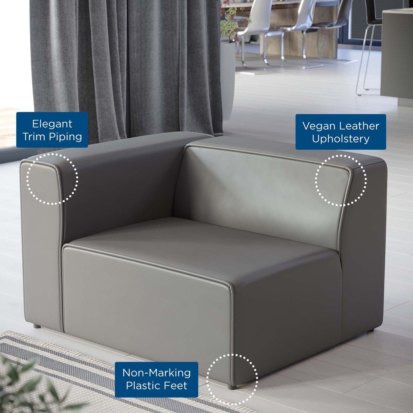 Modway - Mingle Vegan Leather Left-Arm Chair by Modway Living Room Sofas and Armchairs Gray - EEI-4621-GRY