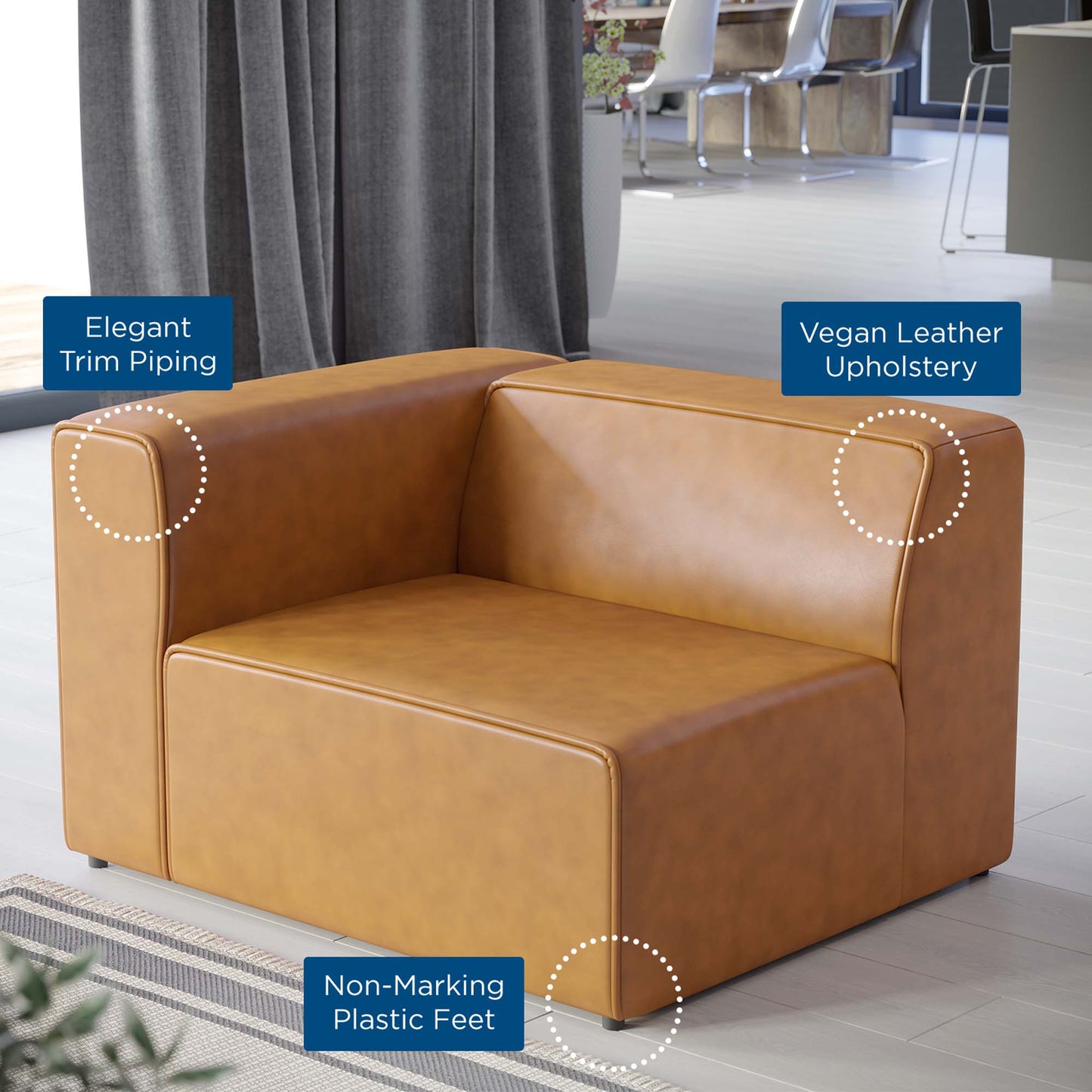 Modway - Mingle Vegan Leather Left-Arm Chair by Modway Living Room Sofas and Armchairs Brown - EEI-4621-TAN