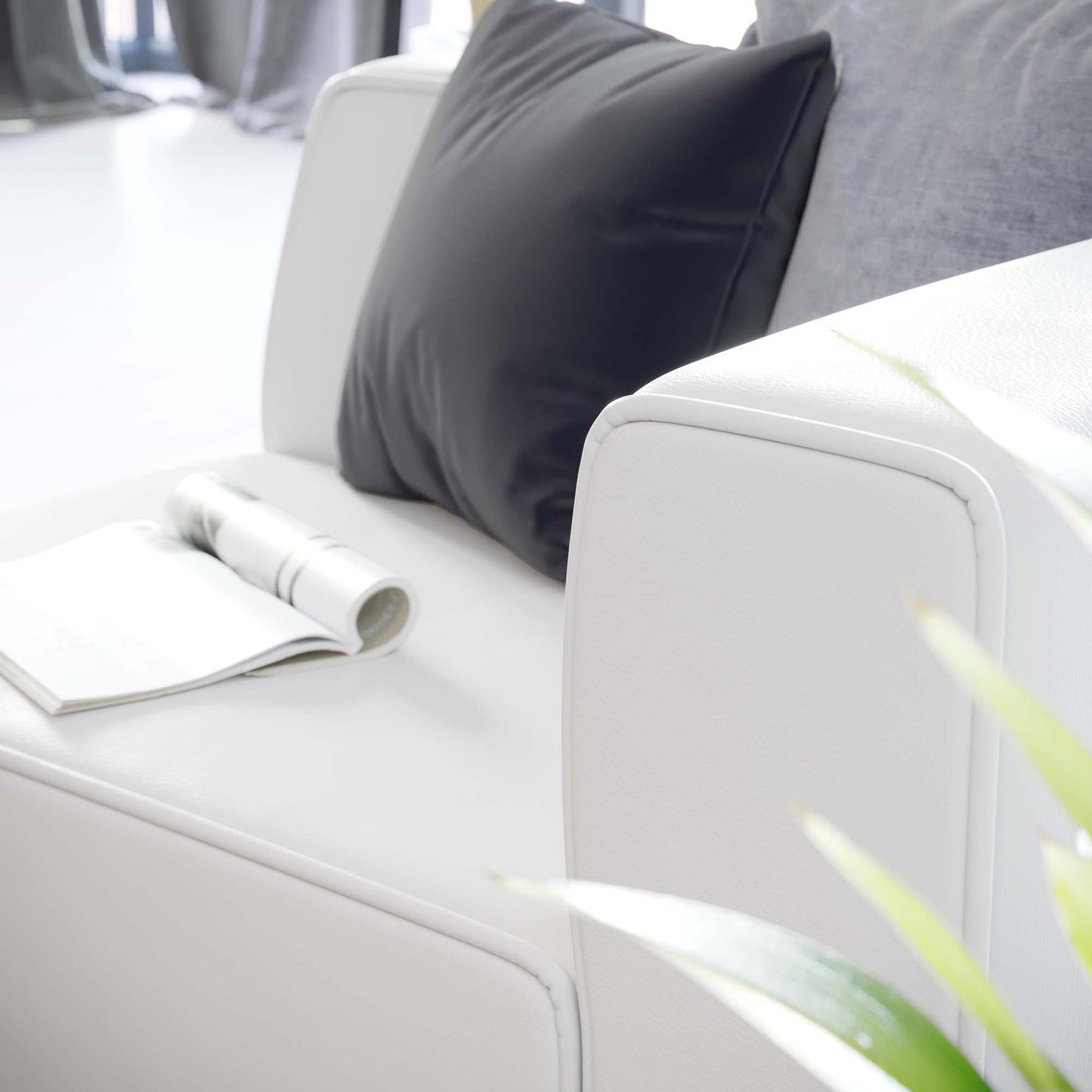 Modway - Mingle Vegan Leather Right-Arm Chair by Modway Living Room Sofas and Armchairs White - EEI-4622-WHI