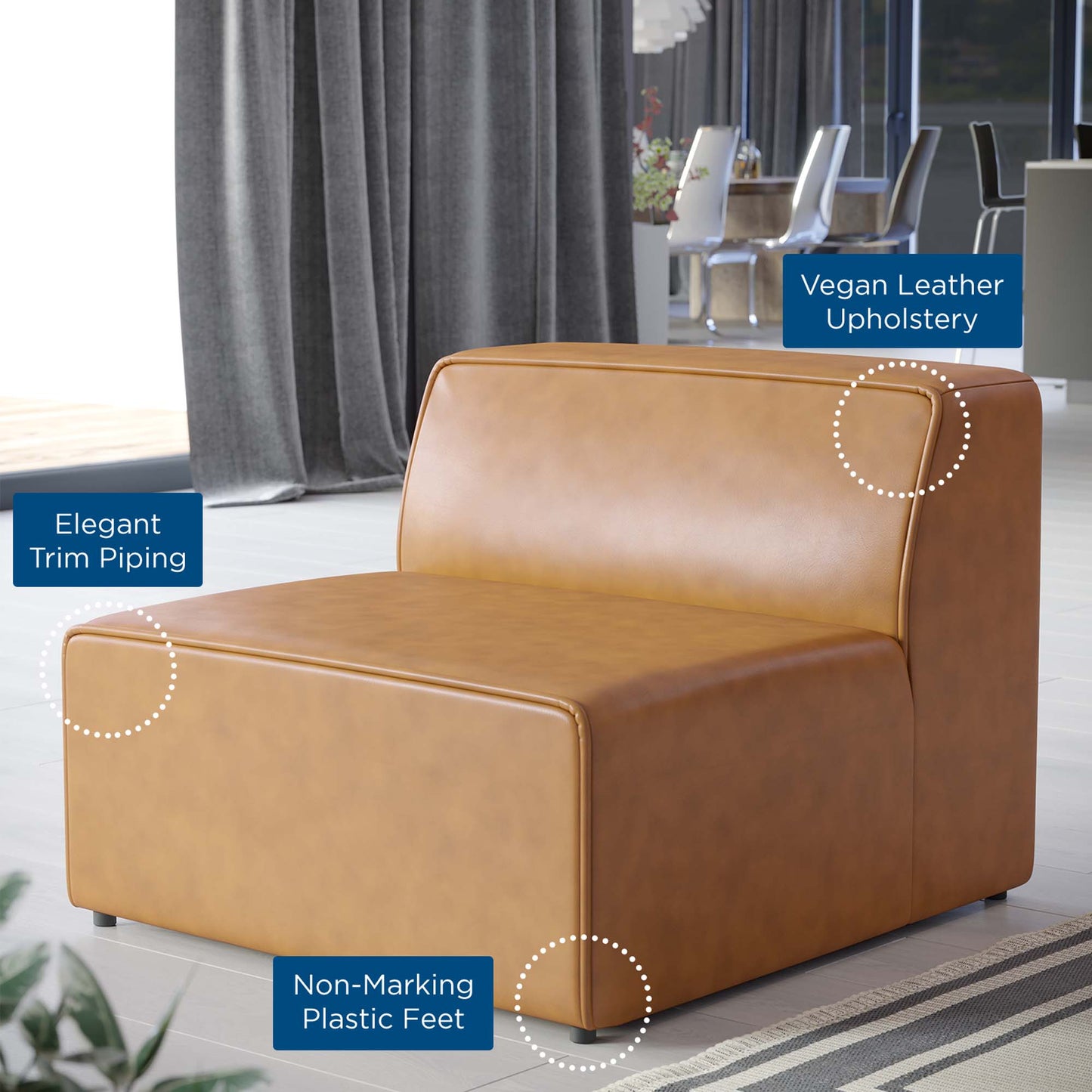 Modway - Mingle Vegan Leather Armless Chair by Modway Living Room Sofas and Armchairs Brown - EEI-4623-TAN
