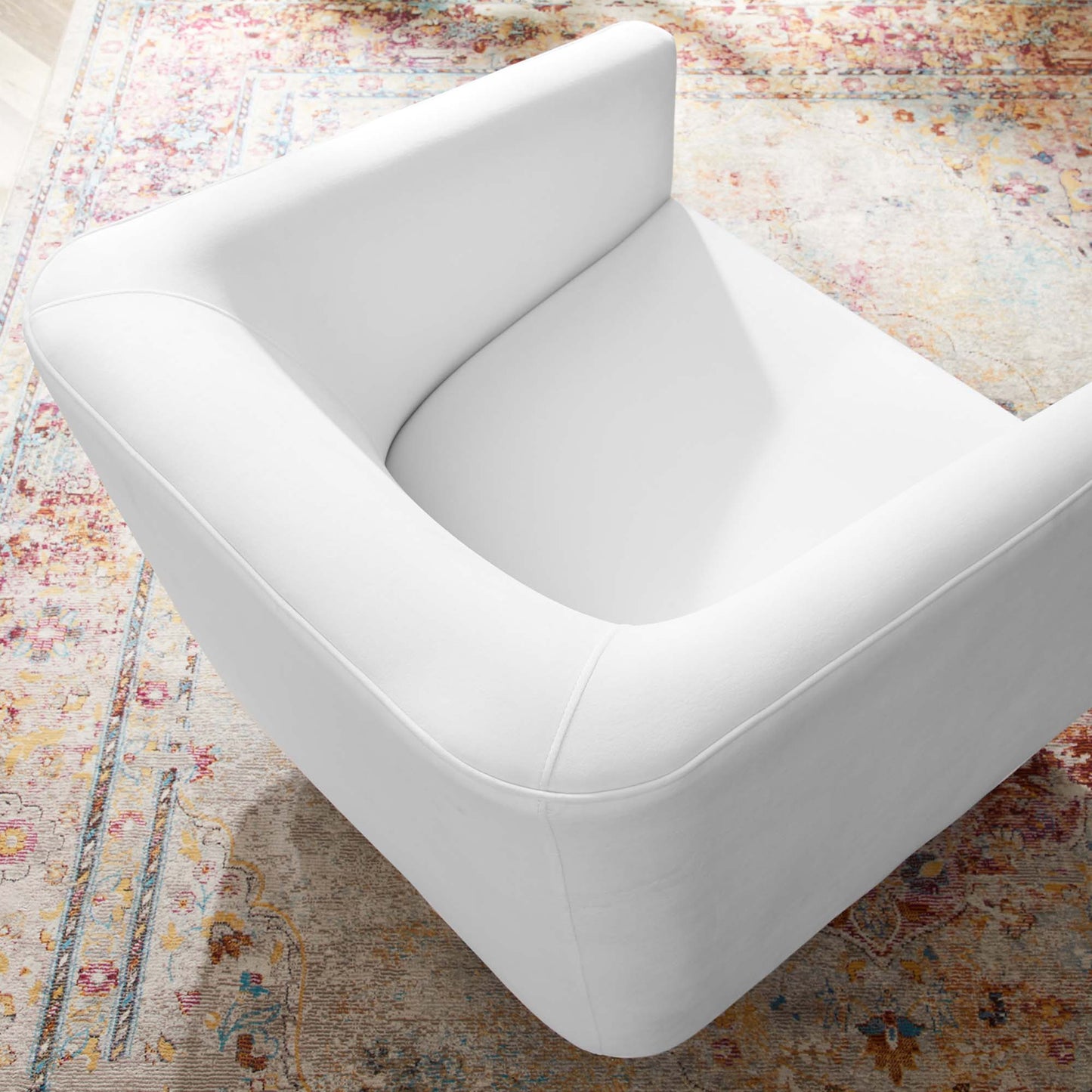 Modway Outlet Twist Accent Lounge Performance Velvet Swivel Chair by Modway Living Room Furniture Gold White - EEI-4626-GLD-WHI