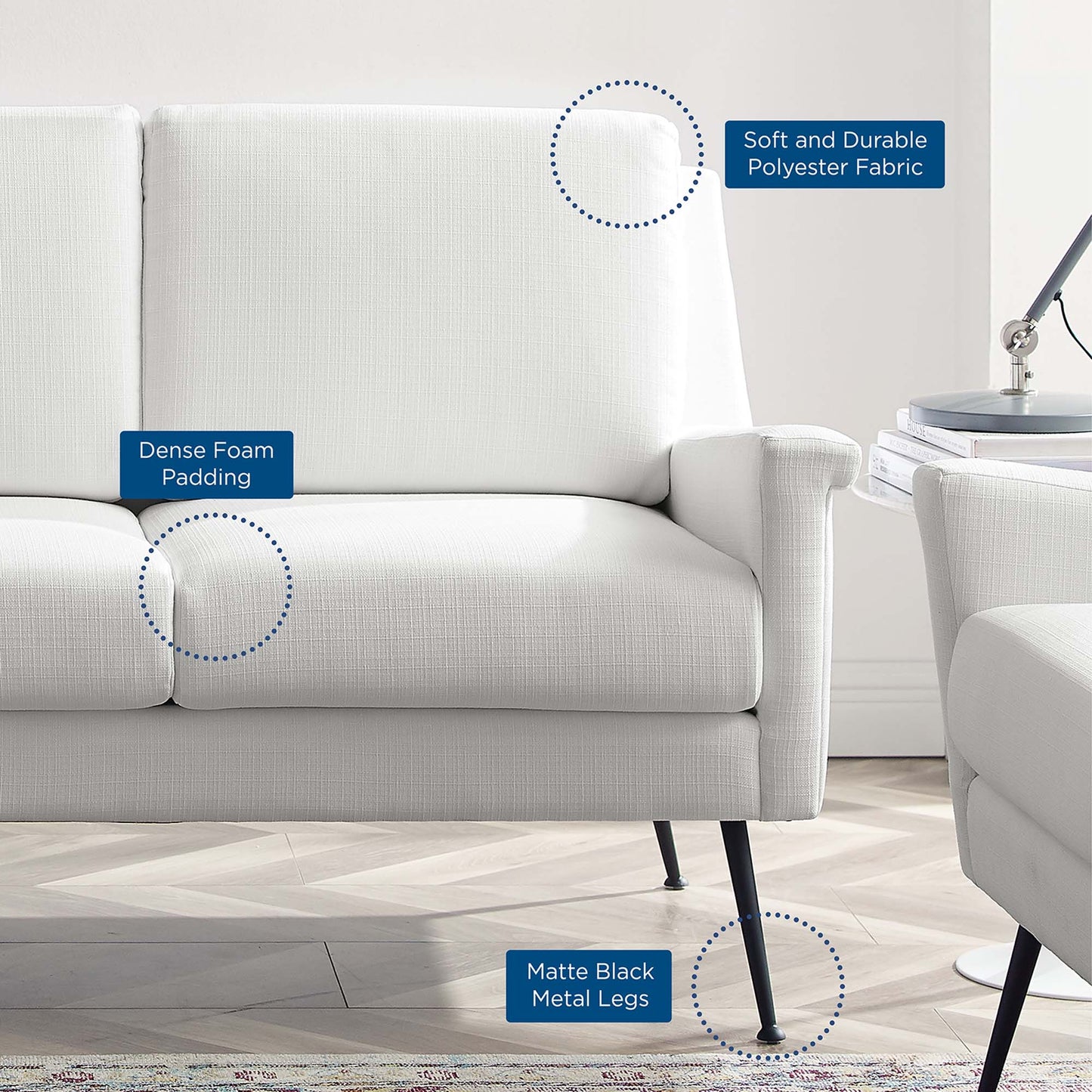 Modway Outlet Chesapeake Fabric Sofa by Modway Living Room Furniture Black White - EEI-4628-BLK-WHI