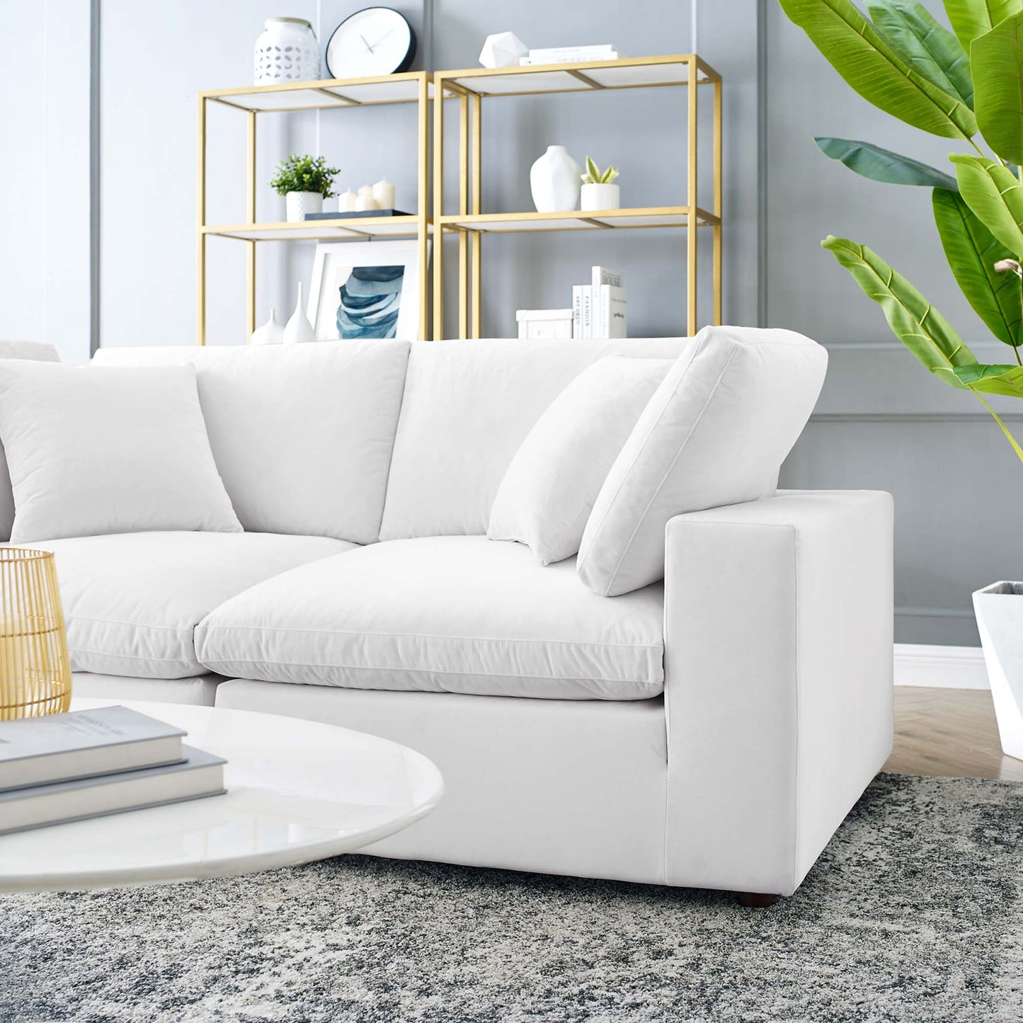 Modway Outlet Commix Down Filled Overstuffed Performance Velvet Loveseat by Modway Living Room Furniture White - EEI-4816-WHI