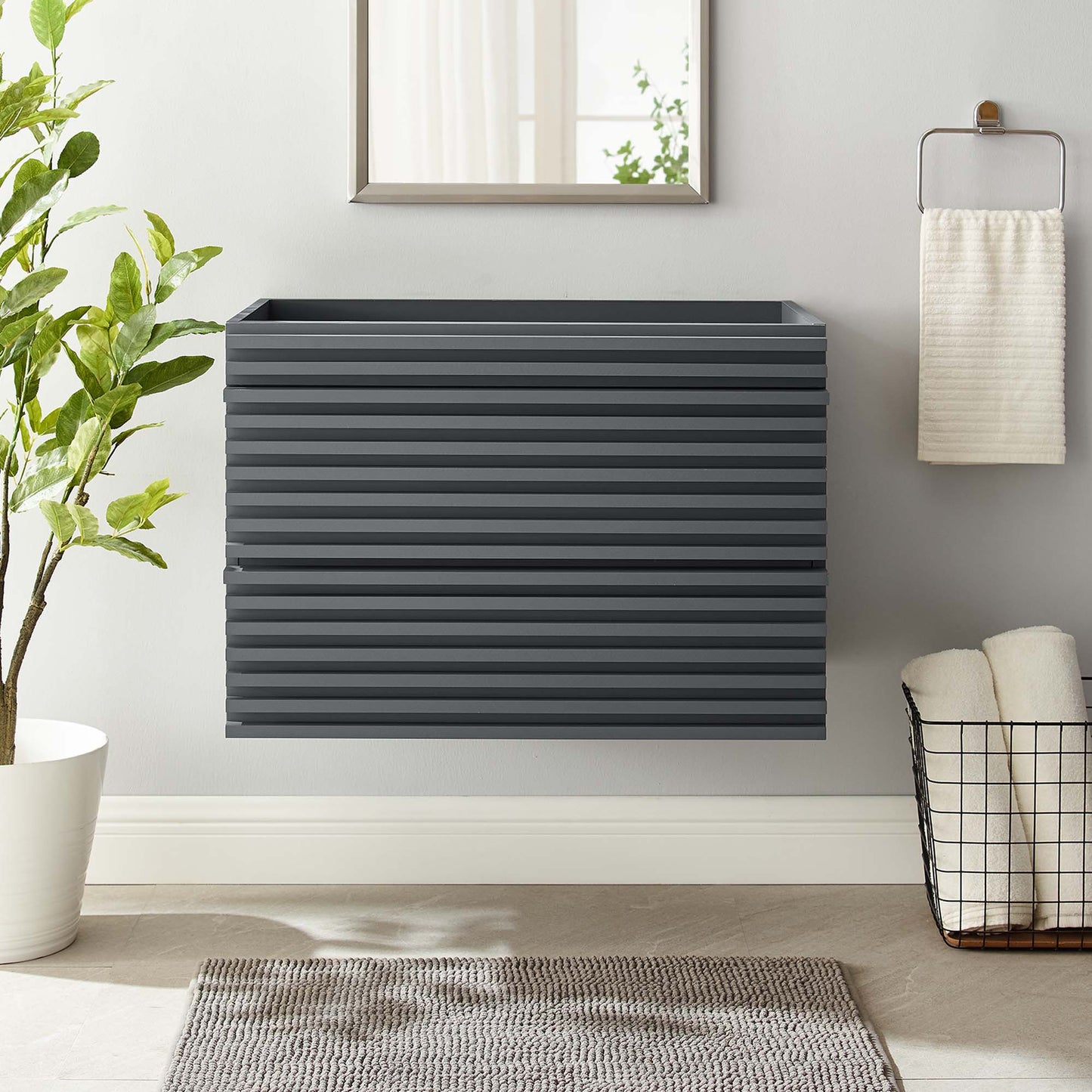 Modway Outlet Render 30" Wall-Mount Bathroom Vanity Cabinet (Sink Basin Not Included) by Modway Bathroom Furniture Gray - EEI-4850-GRY