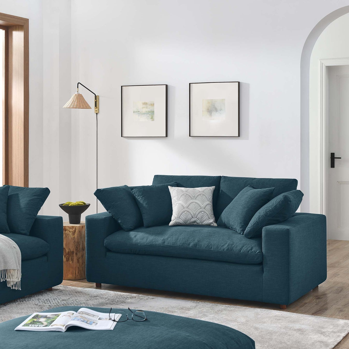 Modway Outlet Commix Down Filled Overstuffed Loveseat by Modway Living Room Furniture Azure - EEI-4859-AZU