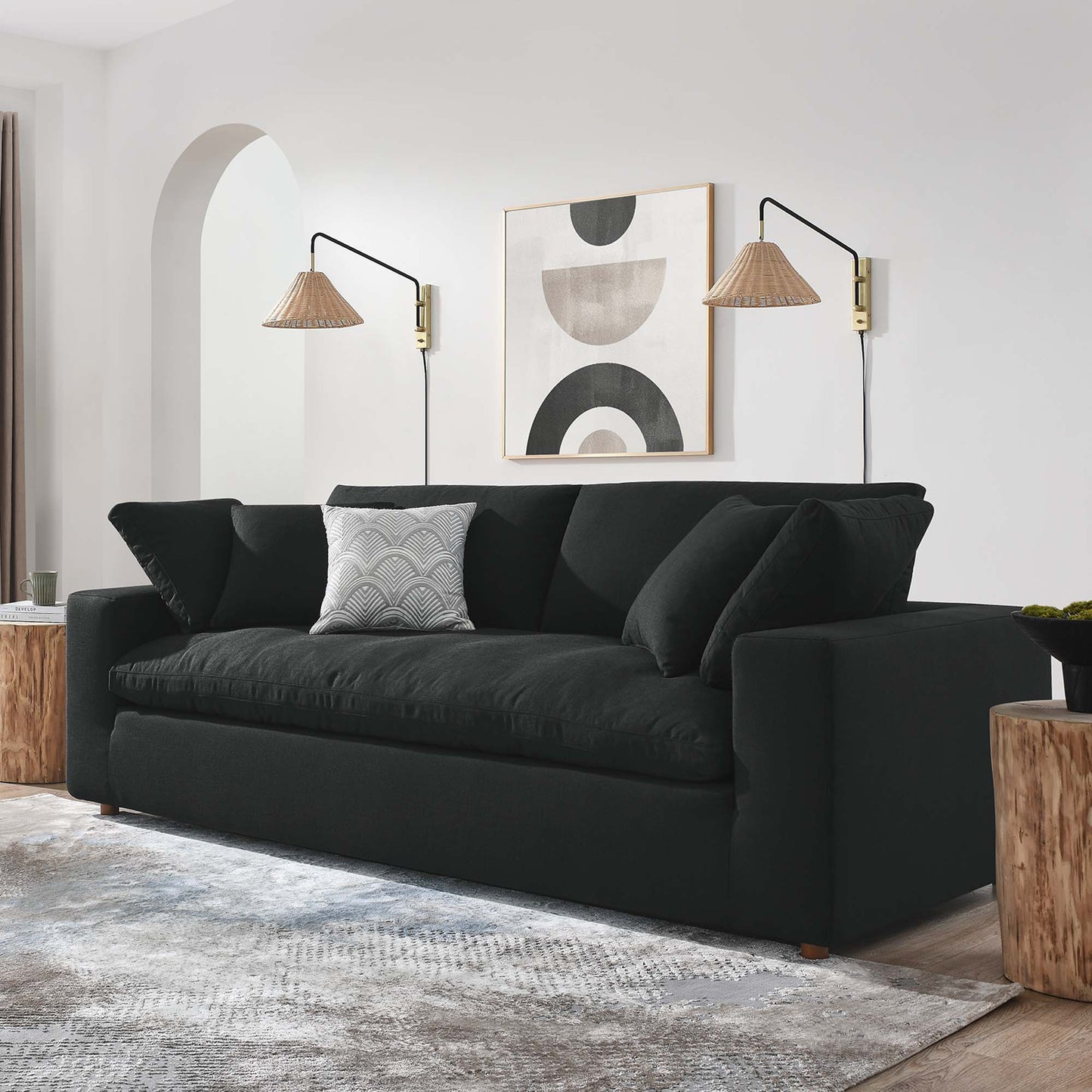 Modway Outlet Commix Down Filled Overstuffed Sofa by Modway Living Room Furniture Black - EEI-4860-BLK