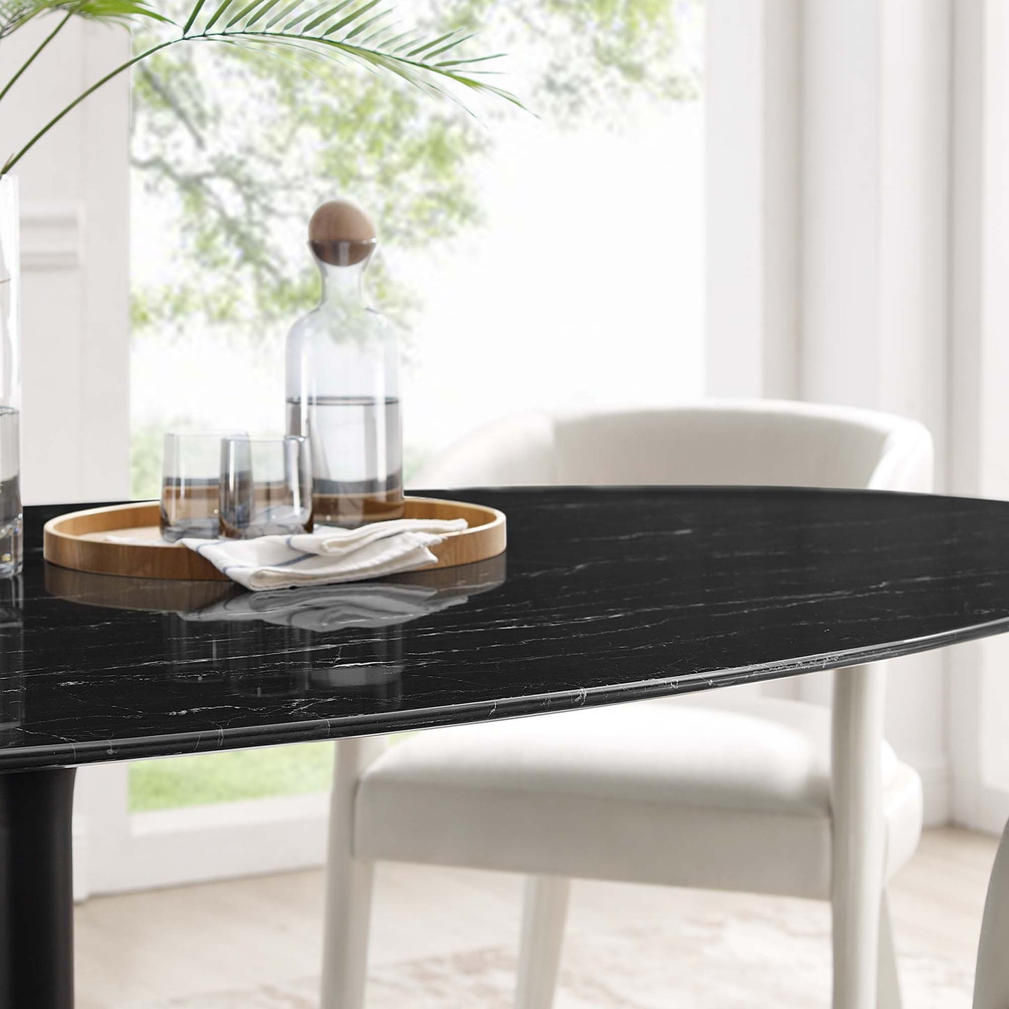Modway Outlet Lippa 78" Oval Faux Marble Dining Table by Modway Bar and Dining Furniture Black Black - EEI-4889-BLK-BLK