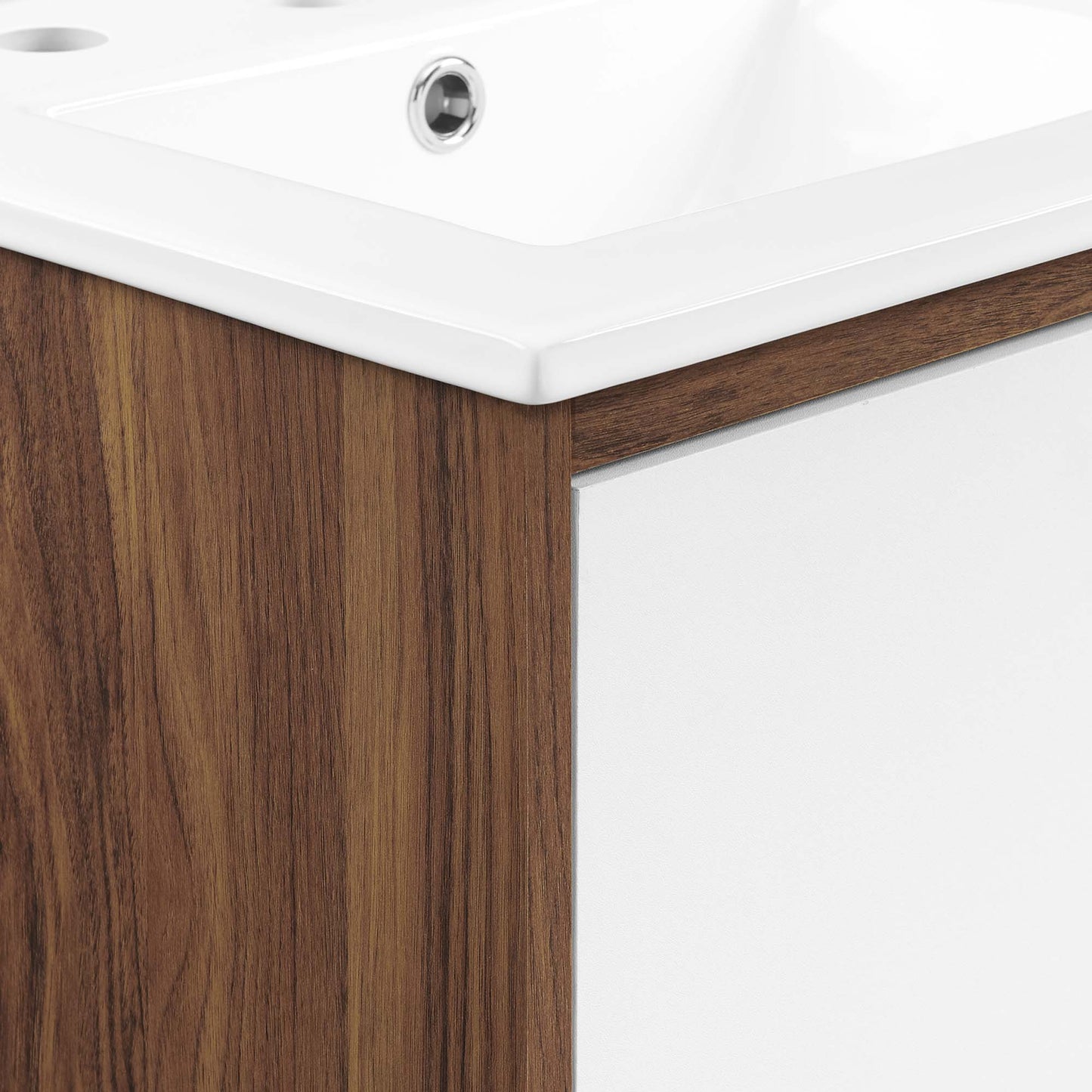 Modway Outlet Transmit 18" Bathroom Vanity by Modway Bathroom Furniture Walnut White - EEI-4897-WAL-WHI