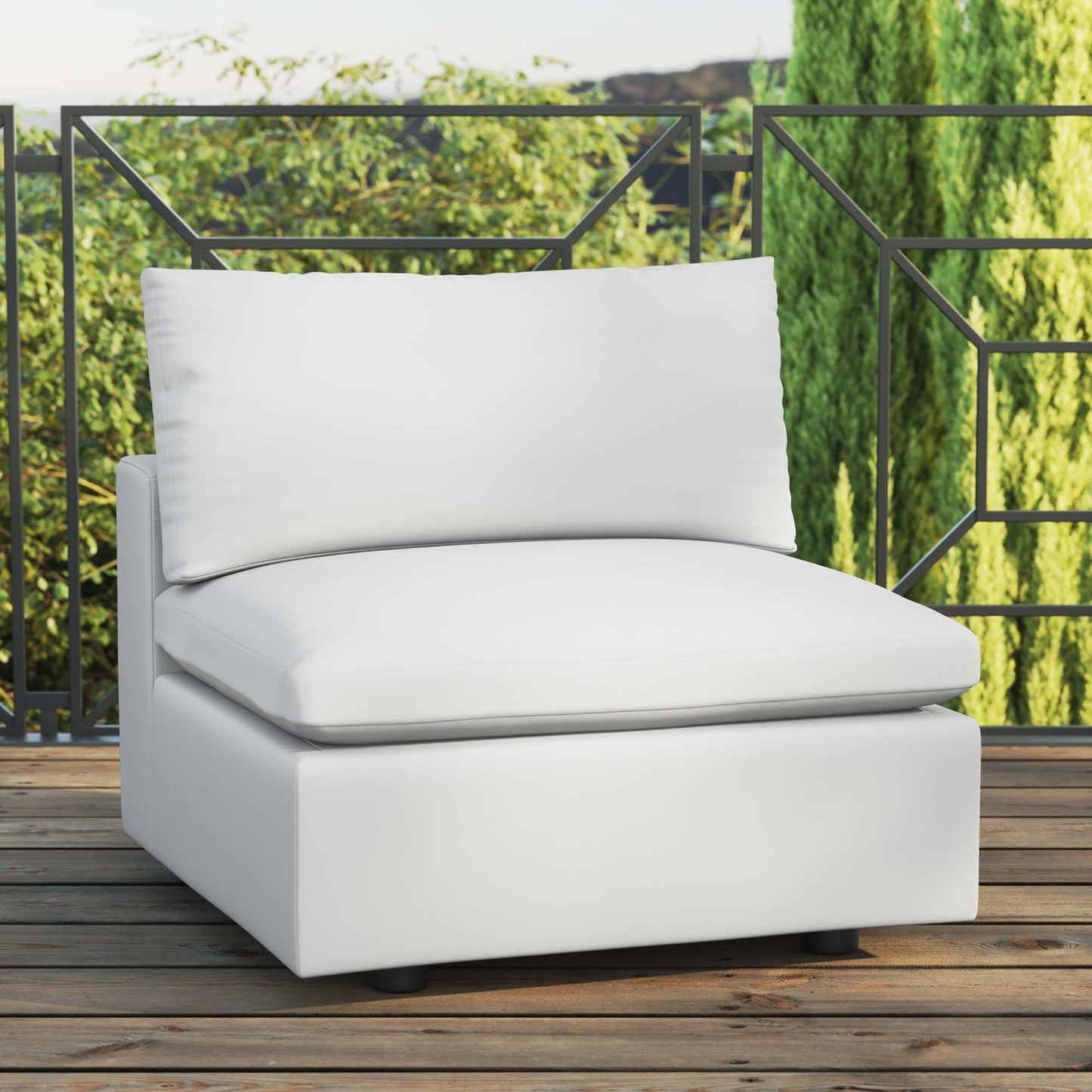 Modway - Commix Overstuffed Outdoor Patio Armless Chair by Modway Outdoor Furniture Sofa Sectionals White - EEI-4902-WHI