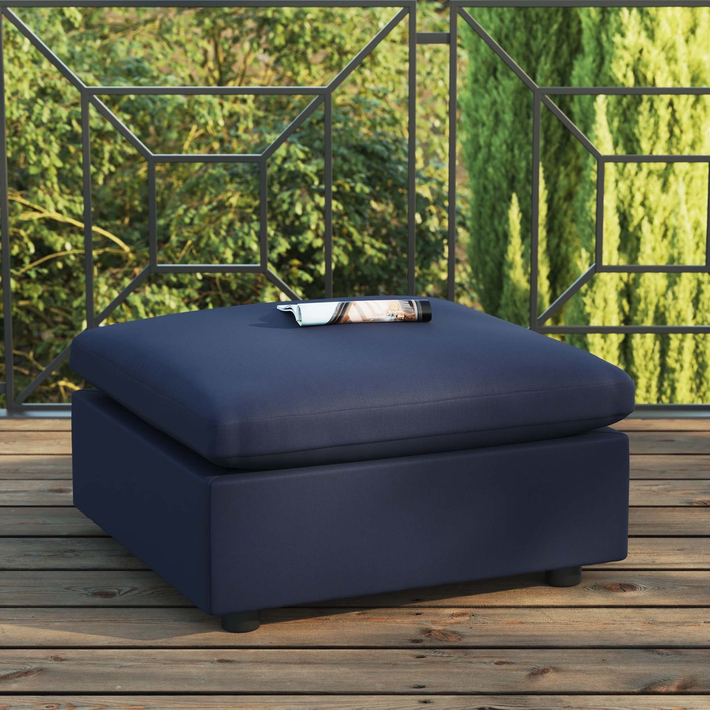 Modway Outlet Commix Overstuffed Outdoor Patio Ottoman by Modway Outdoor Furniture Furniture Navy - EEI-4903-NAV