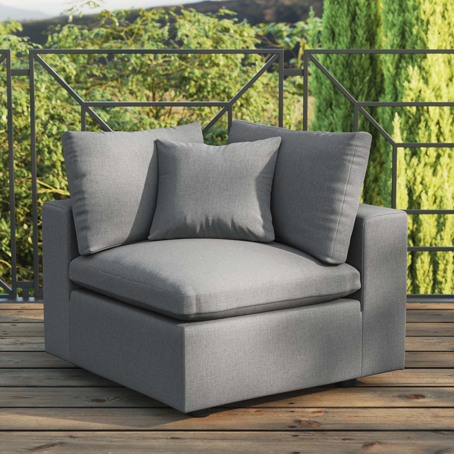 Modway - Commix Overstuffed Outdoor Patio Corner Chair by Modway Outdoor Furniture Sofa Sectionals Brown - EEI-4904-CHA