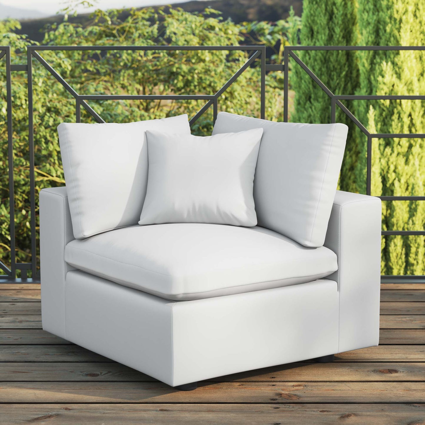 Modway - Commix Overstuffed Outdoor Patio Corner Chair by Modway Outdoor Furniture Sofa Sectionals White - EEI-4904-WHI