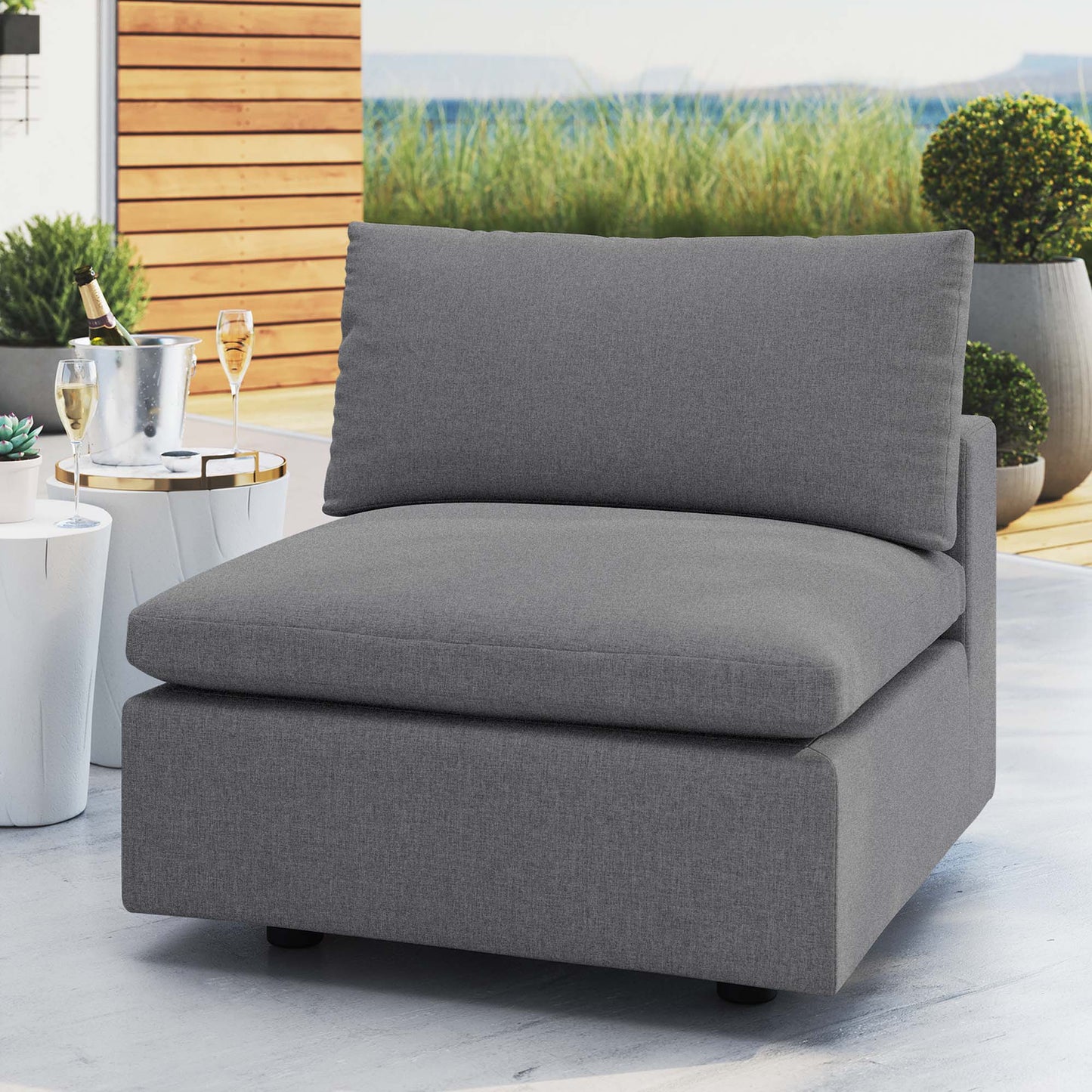 Modway Outlet Commix Sunbrella? Outdoor Patio Armless Chair by Modway Outdoor Furniture Furniture Gray - EEI-4905-SLA