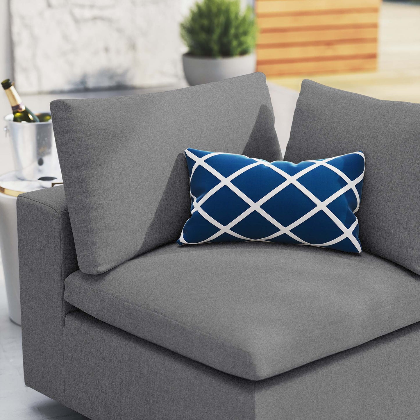 Modway Outlet Commix Sunbrella? Outdoor Patio Corner Chair by Modway Outdoor Furniture Furniture Gray - EEI-4907-SLA