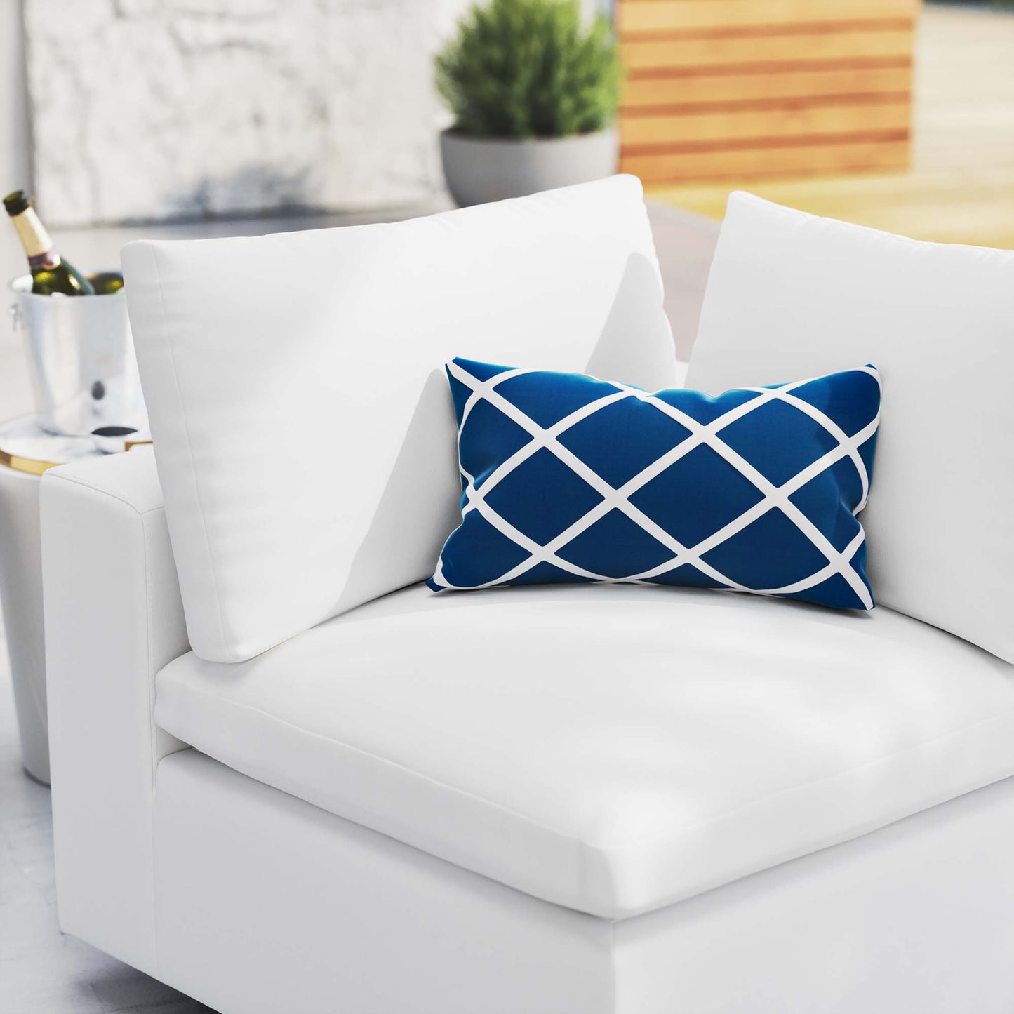 Modway - Commix Sunbrella? Outdoor Patio Corner Chair by Modway Outdoor Furniture Sofa Sectionals White - EEI-4907-WHI