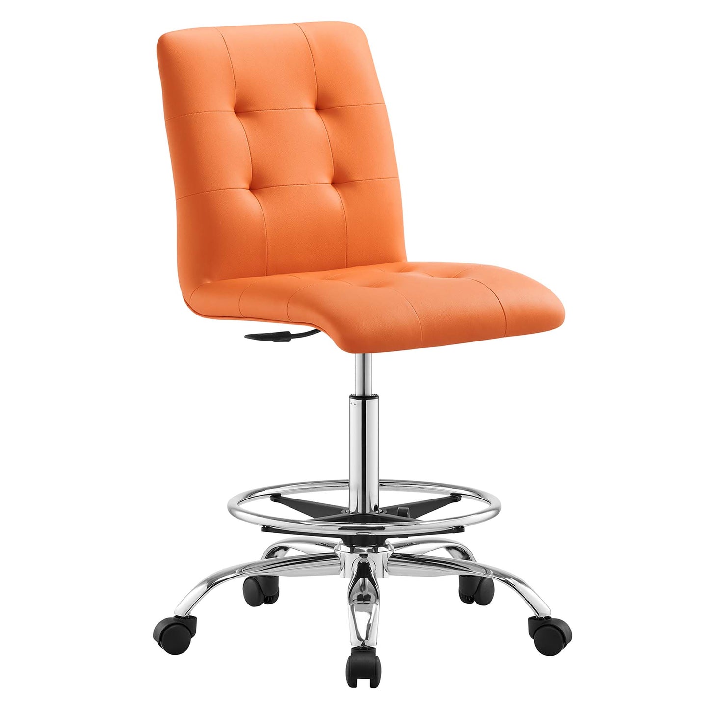 Modway Outlet Prim Armless Vegan Leather Drafting Chair by Modway Office Furniture Furniture Silver Orange - EEI-4981-SLV-ORA
